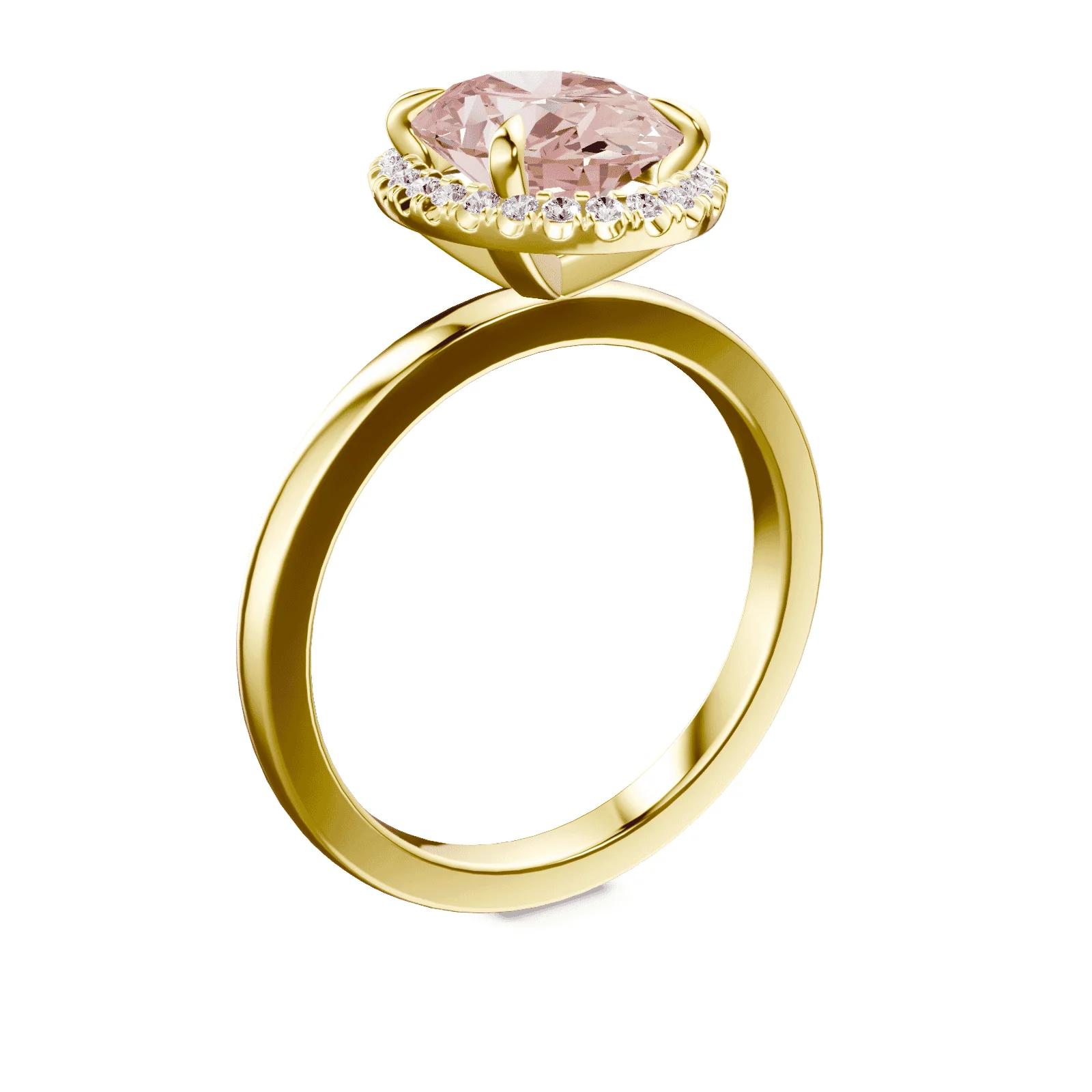 Oval Halo Pink Diamond Ring - Image 2