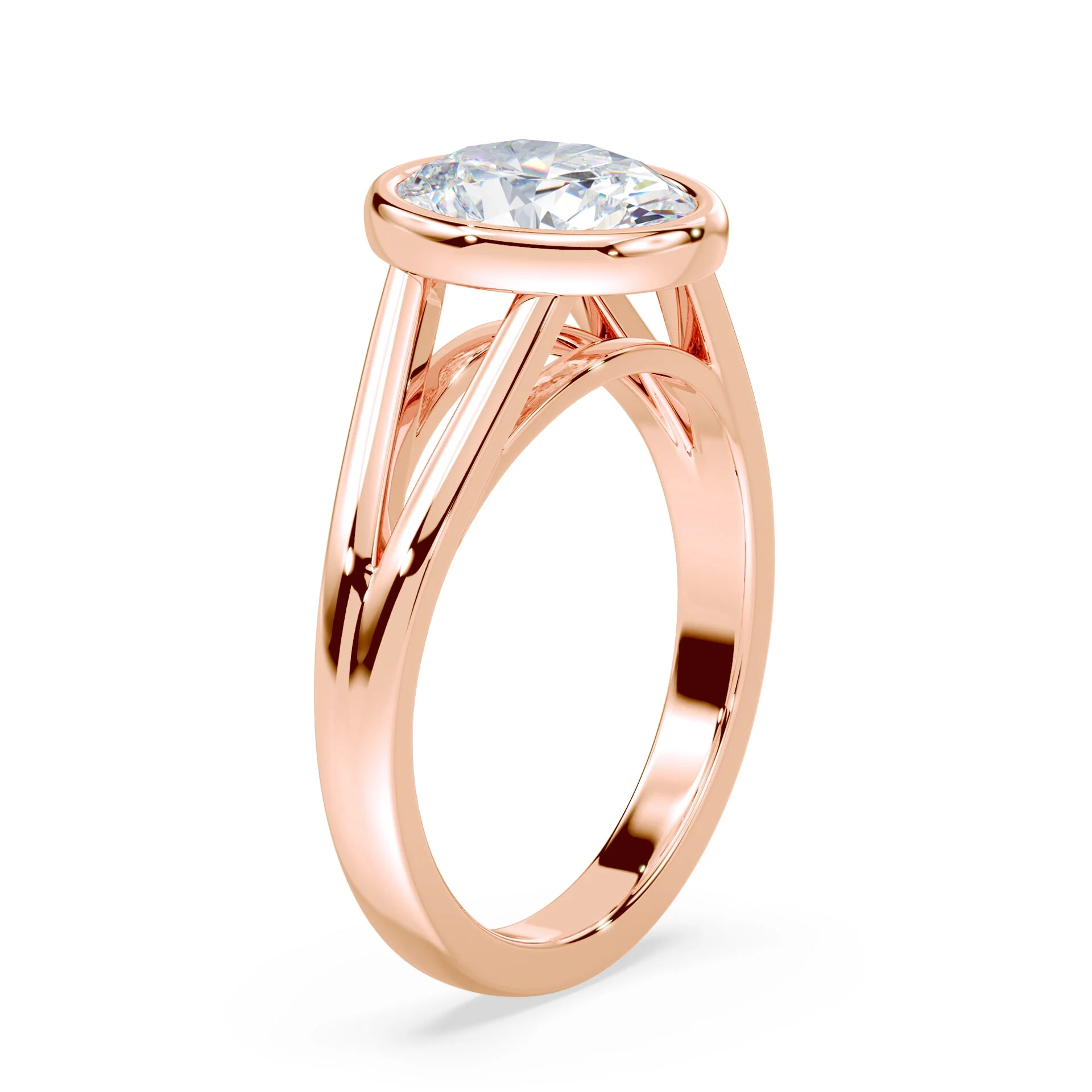 Oval Split Shank Bezel Engagement Ring - Image 2