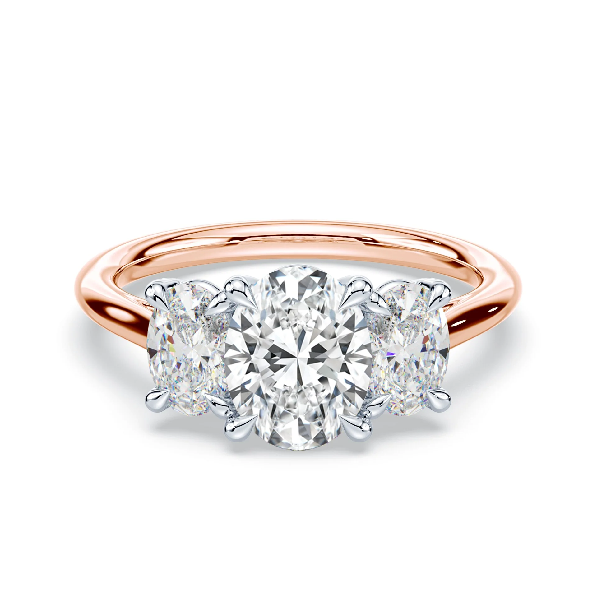 Oval Three Stone Trellis Ring