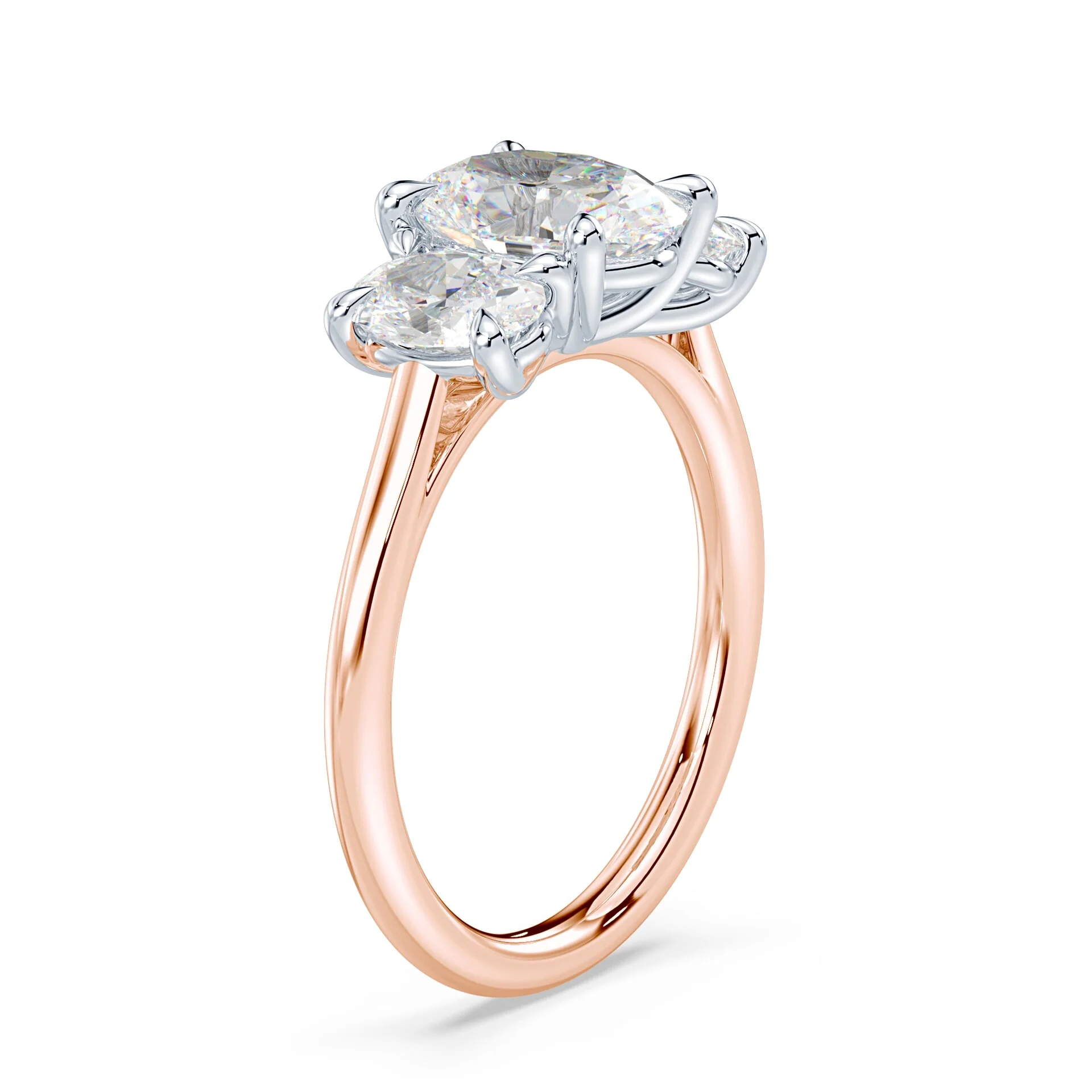 Oval Three Stone Trellis Ring - Image 2
