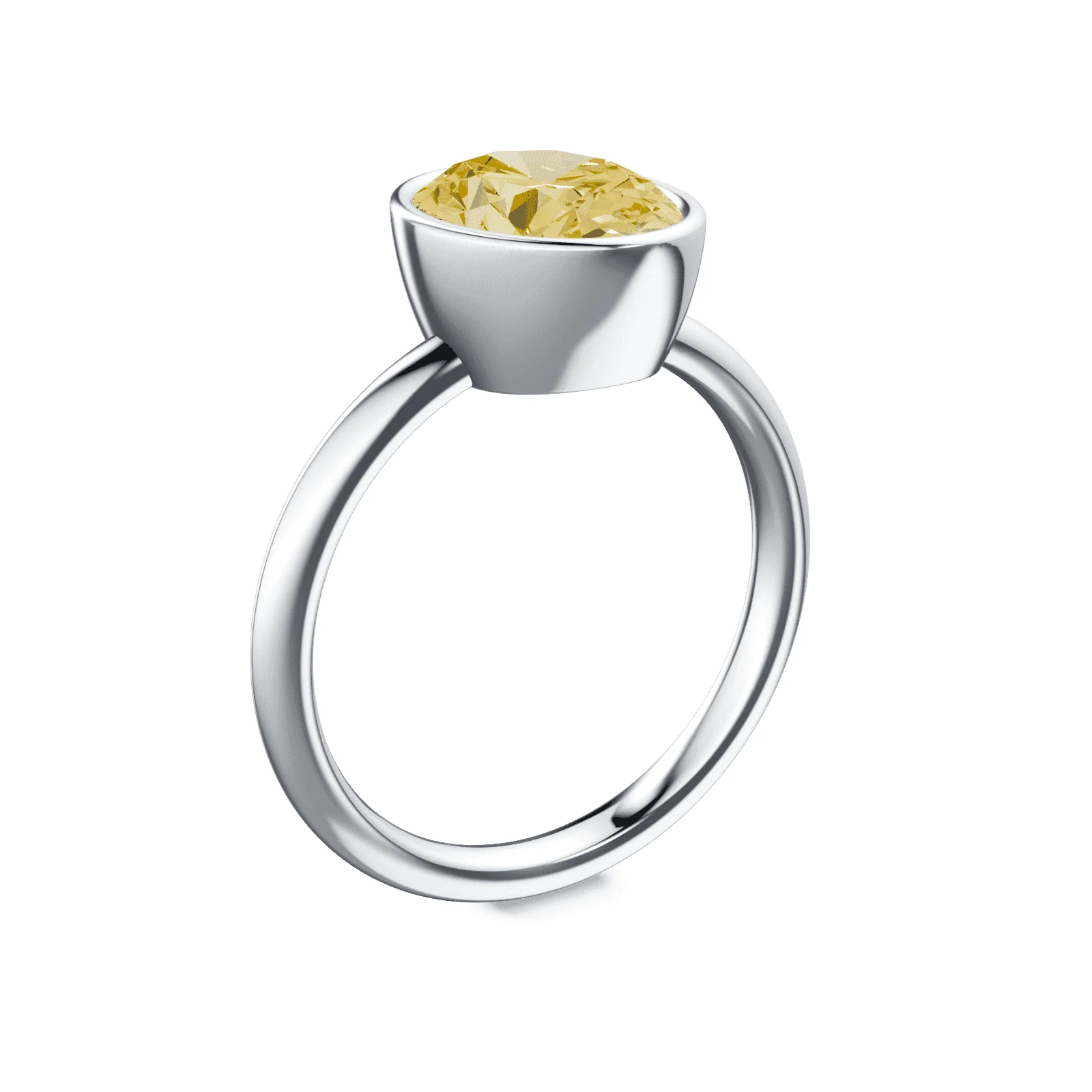 Oval Bezel Yellow Diamond Ring - Image 2