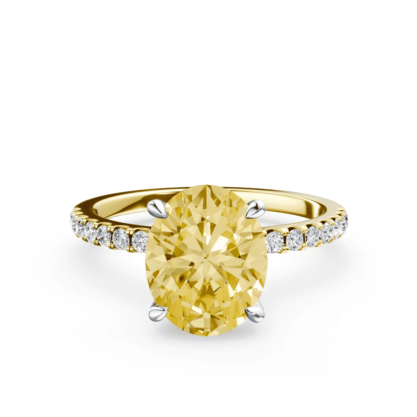 Oval Yellow Diamond Pave Ring