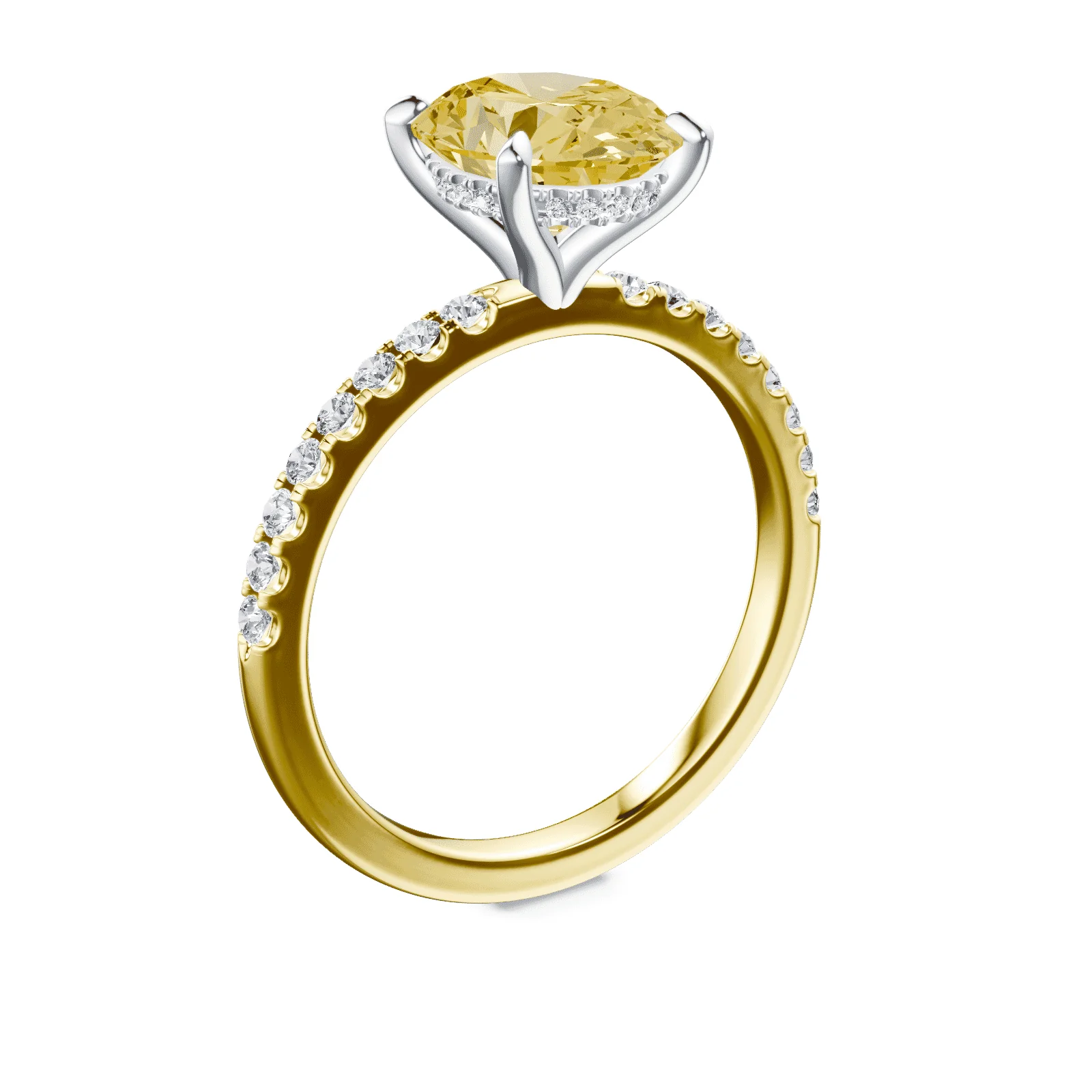 Oval Yellow Diamond Pave Ring - Image 2