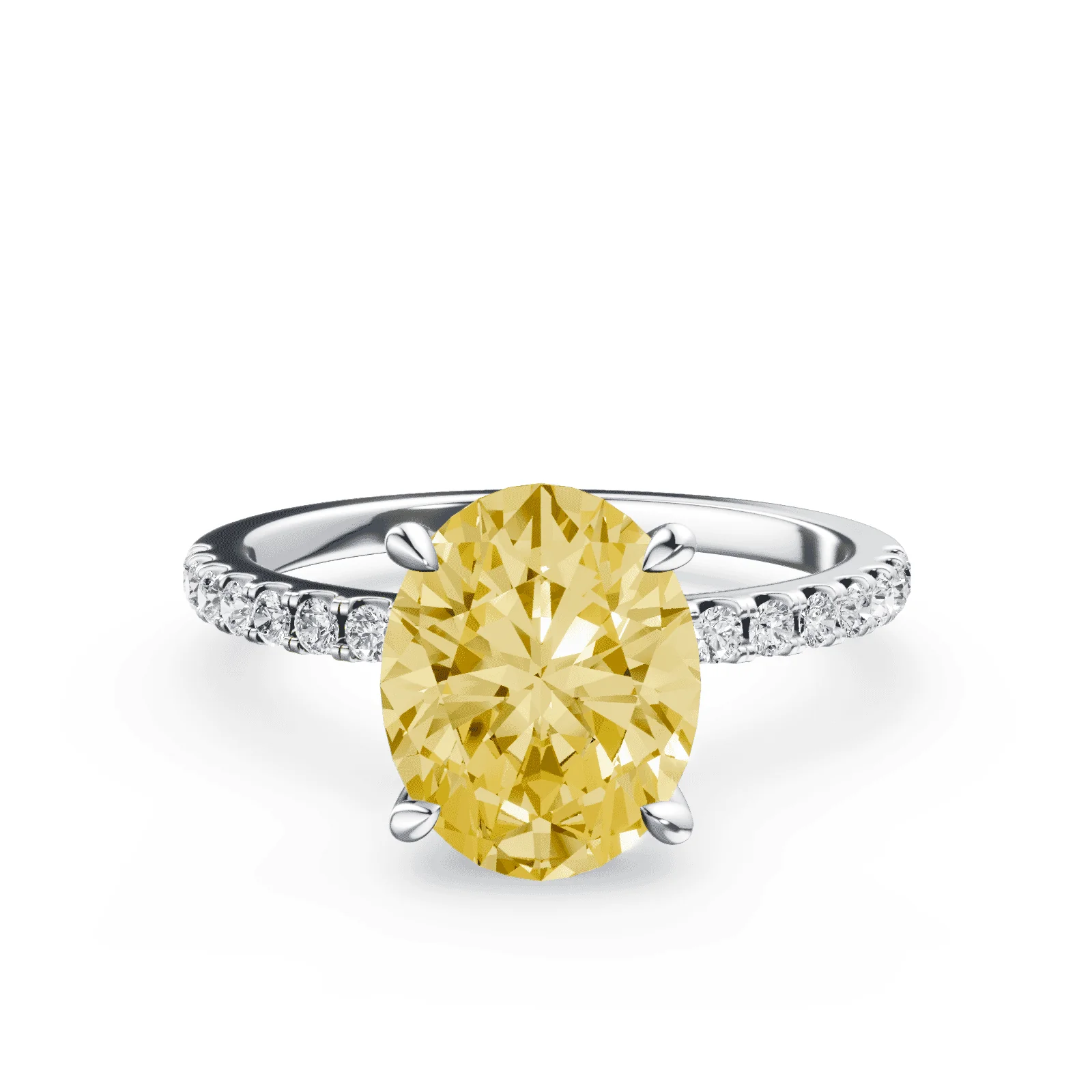 Oval Yellow Diamond Pave Ring