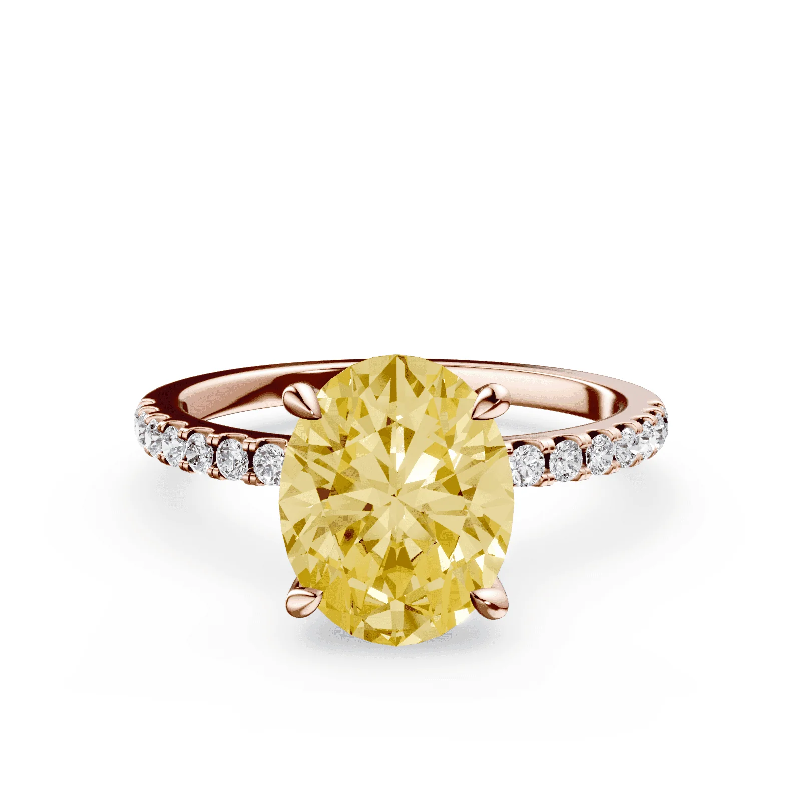Oval Yellow Diamond Pave Ring