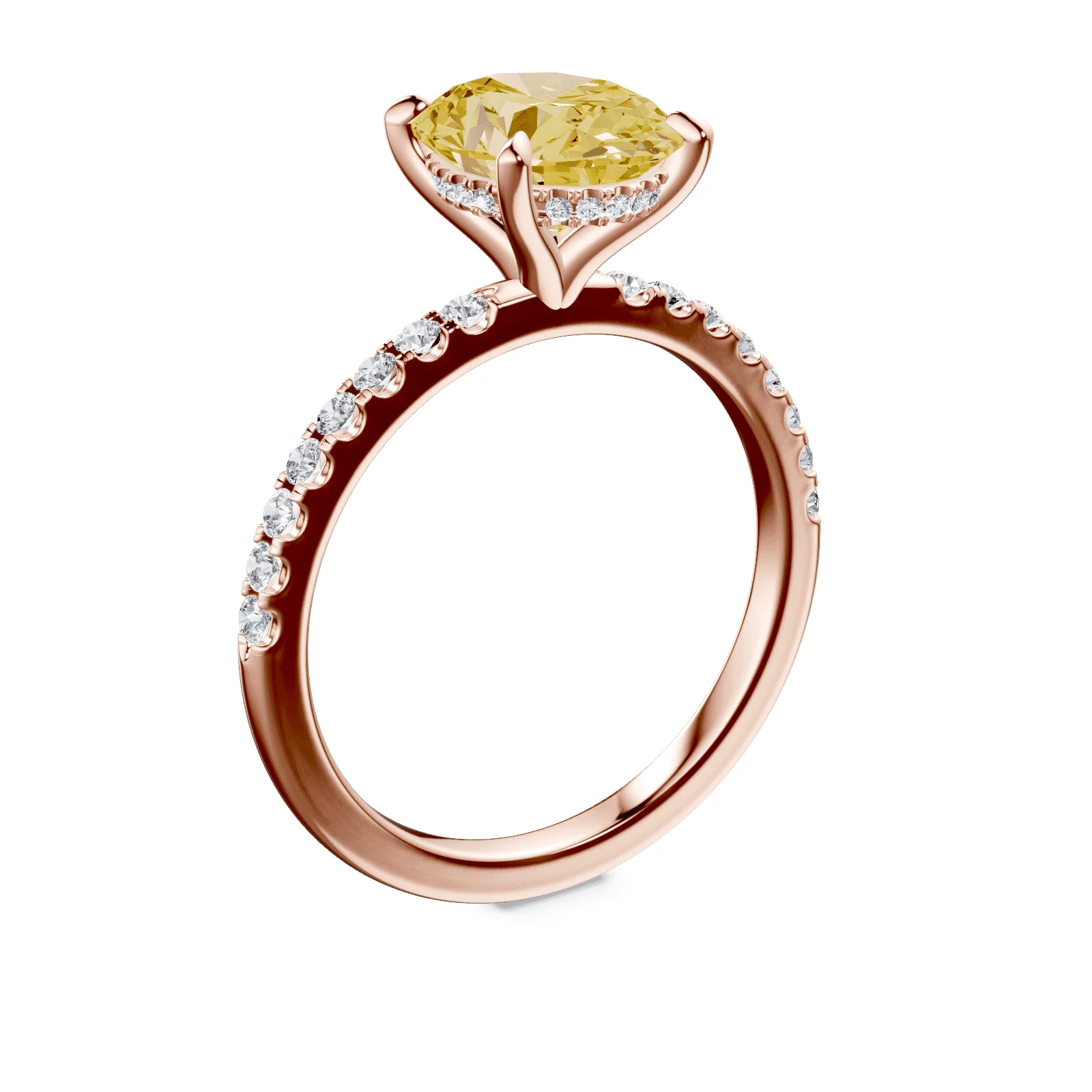 Oval Yellow Diamond Pave Ring - Image 2