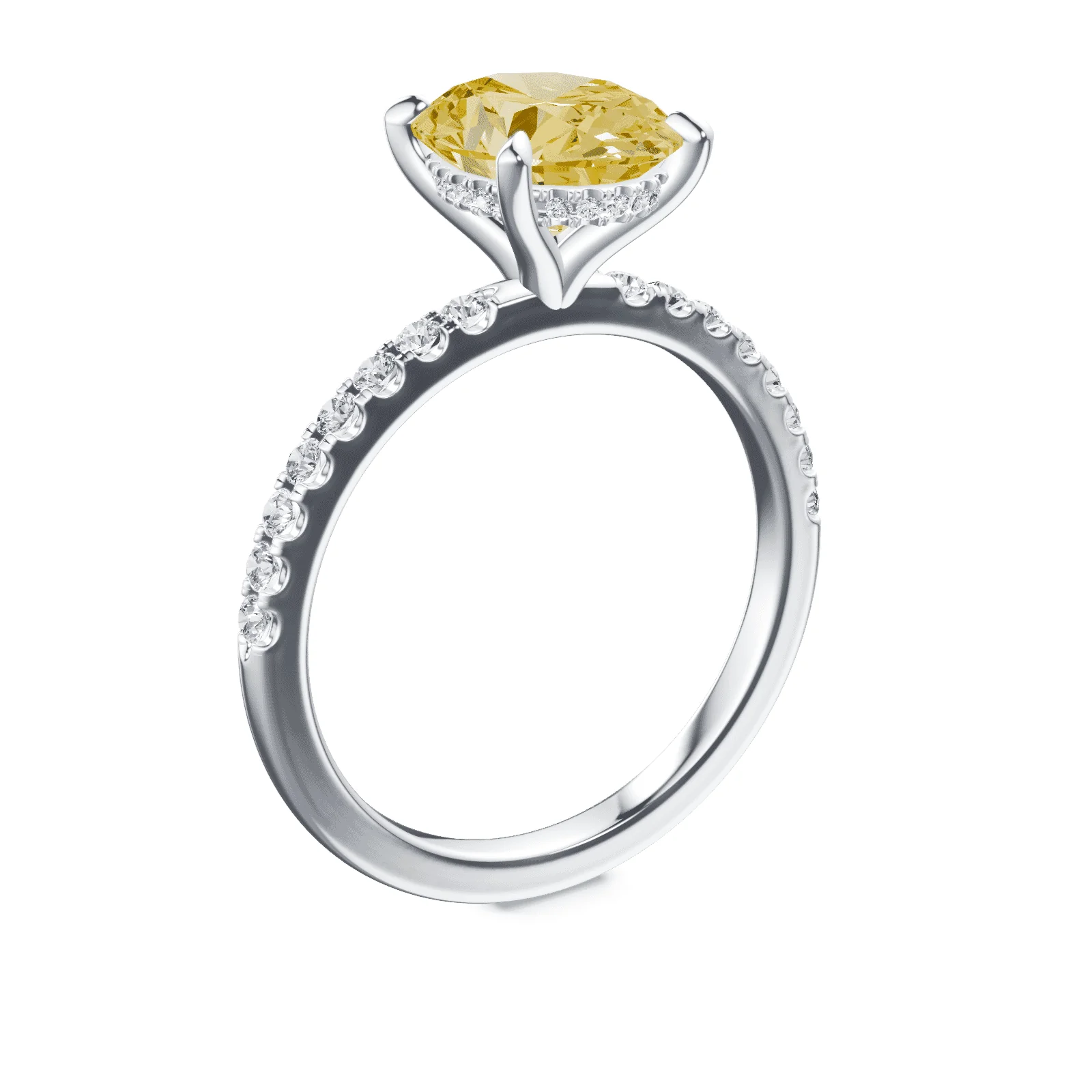Oval Yellow Diamond Pave Ring - Image 2
