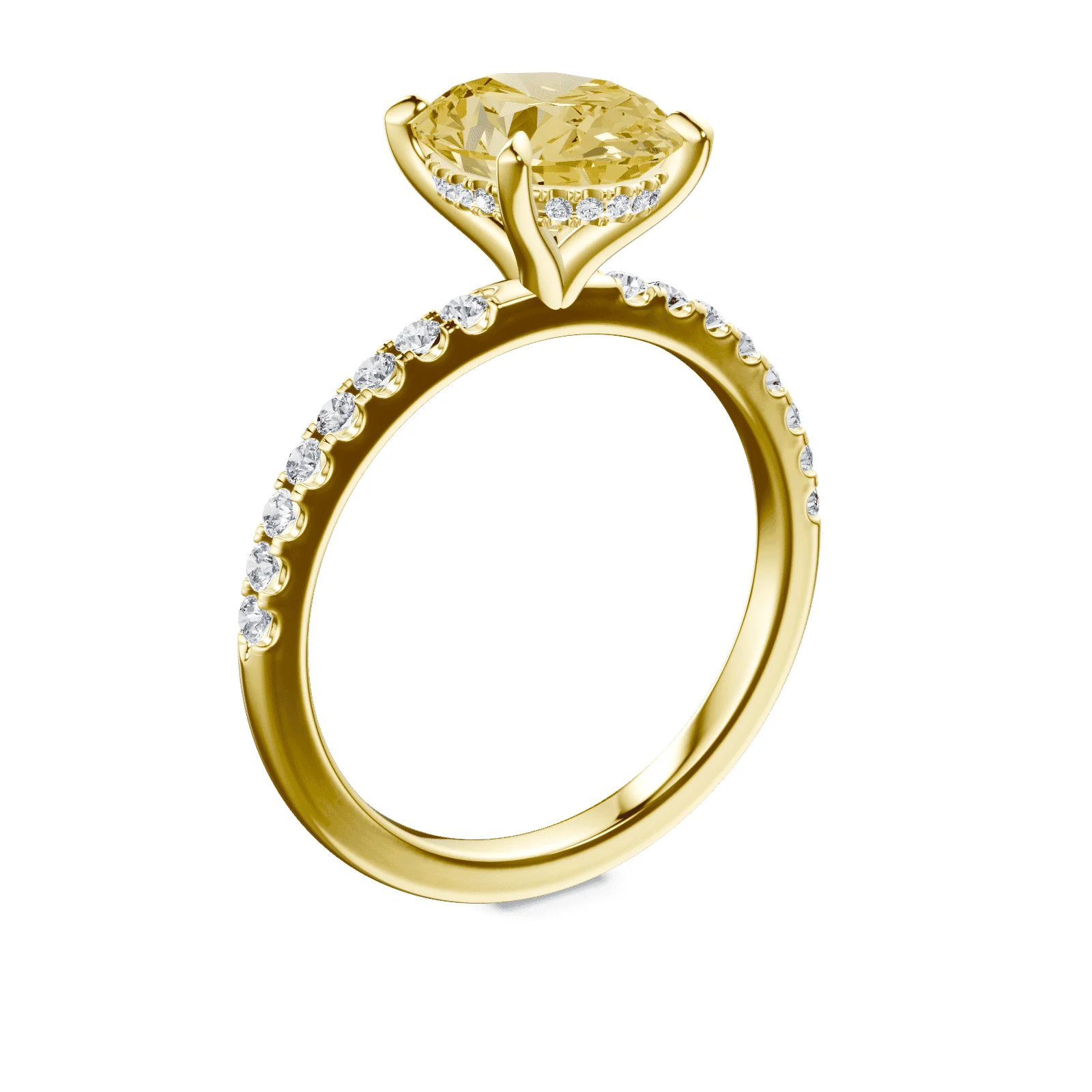 Oval Yellow Diamond Pave Ring - Image 2