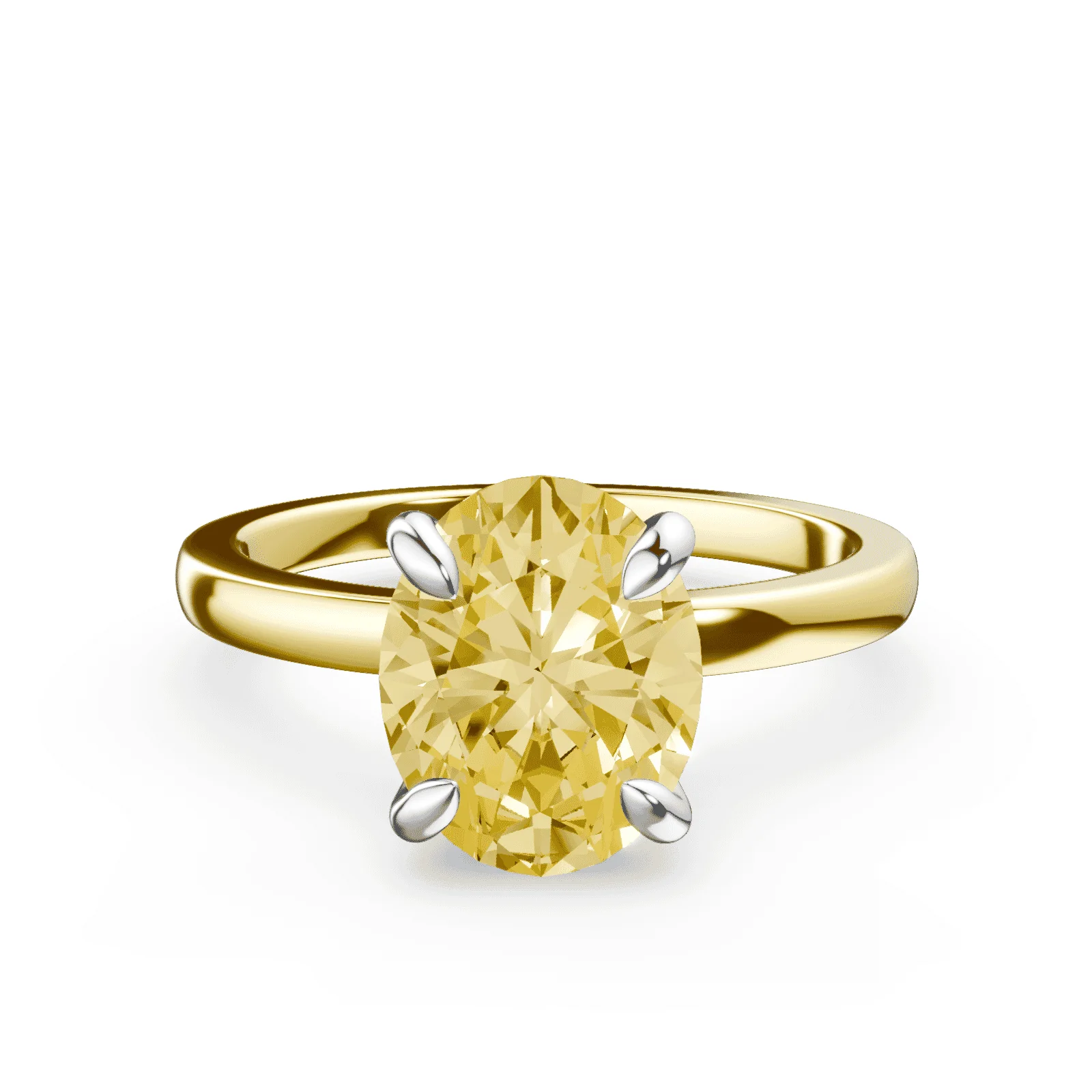 Oval Low Profile Yellow Diamond Ring