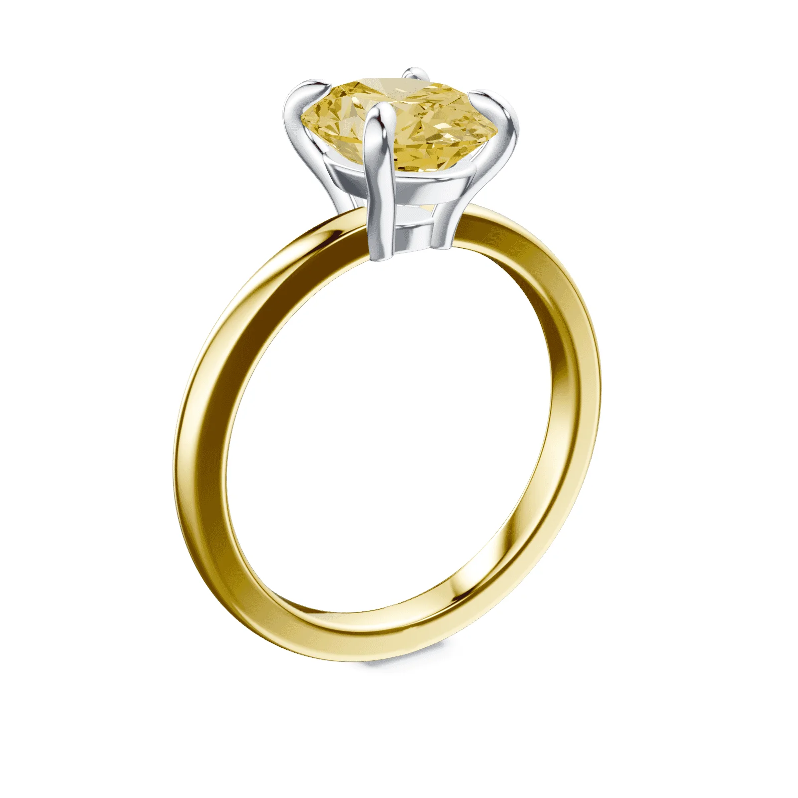 Oval Low Profile Yellow Diamond Ring - Image 2