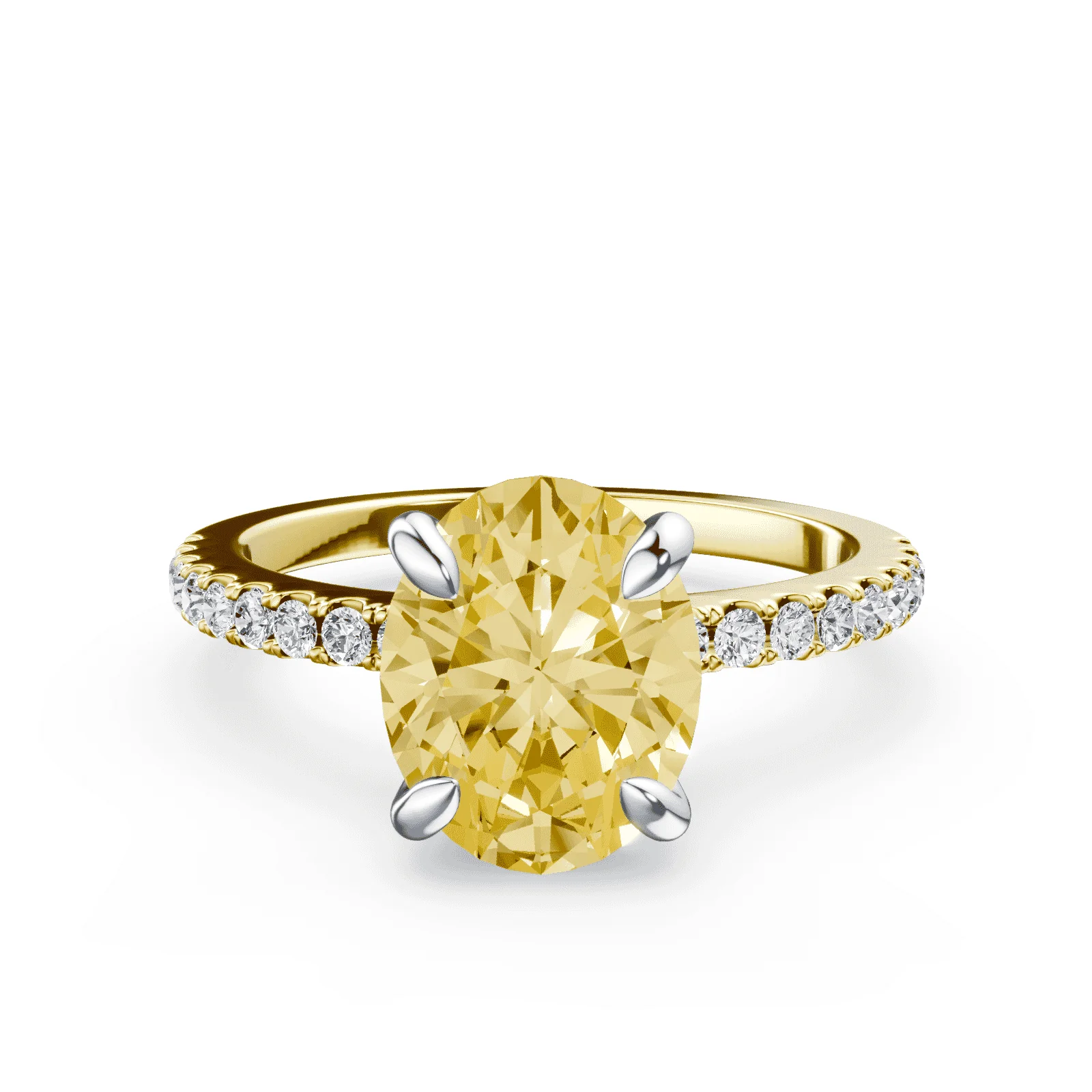Oval Low Profile Yellow Pave Ring