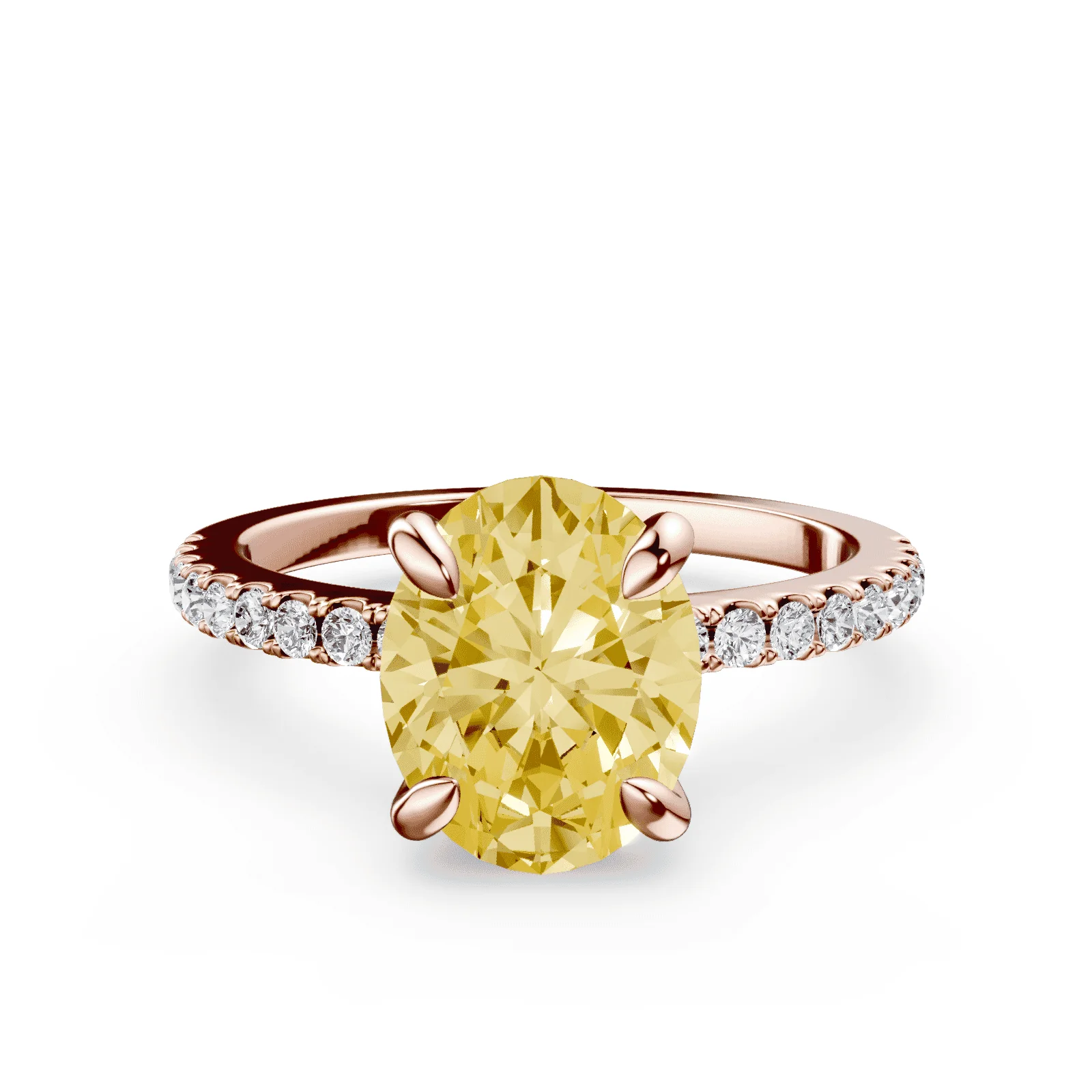 Oval Low Profile Yellow Pave Ring