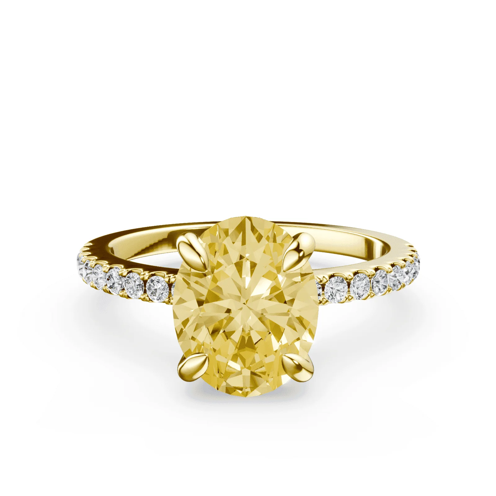 Oval Low Profile Yellow Pave Ring