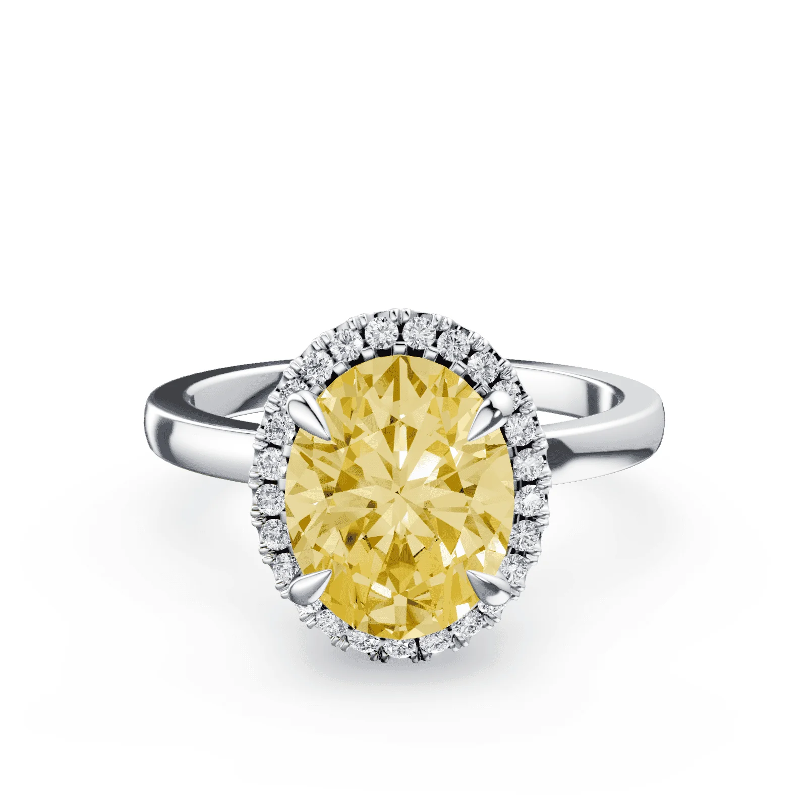 Oval Halo Yellow Diamond Ring