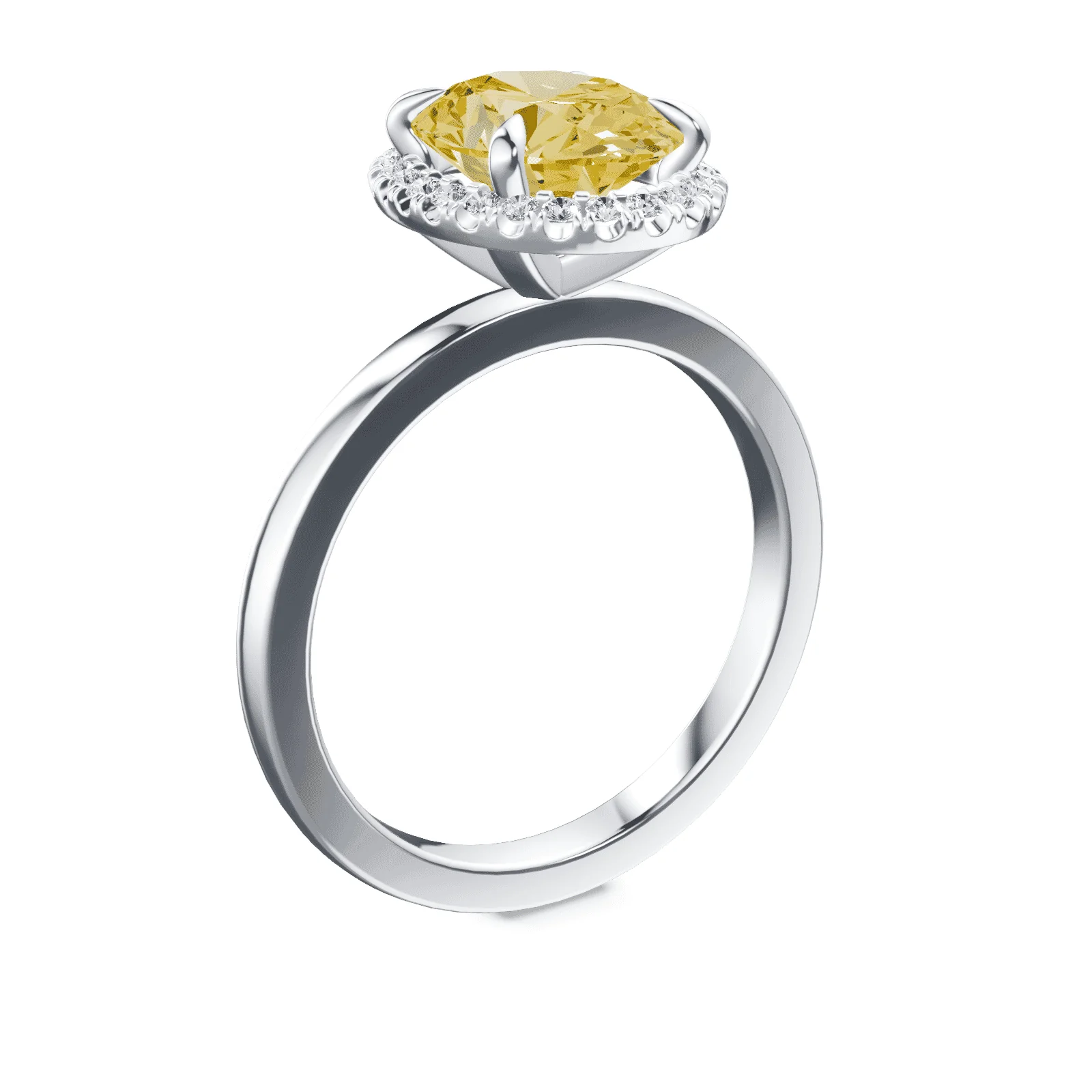Oval Halo Yellow Diamond Ring - Image 2