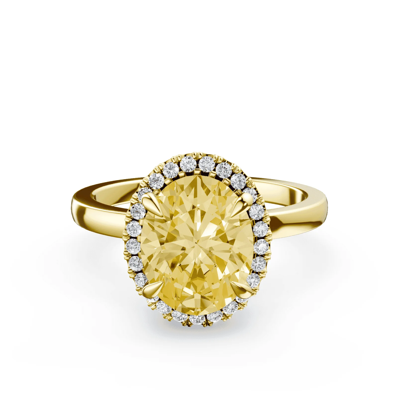 Oval Halo Yellow Diamond Ring