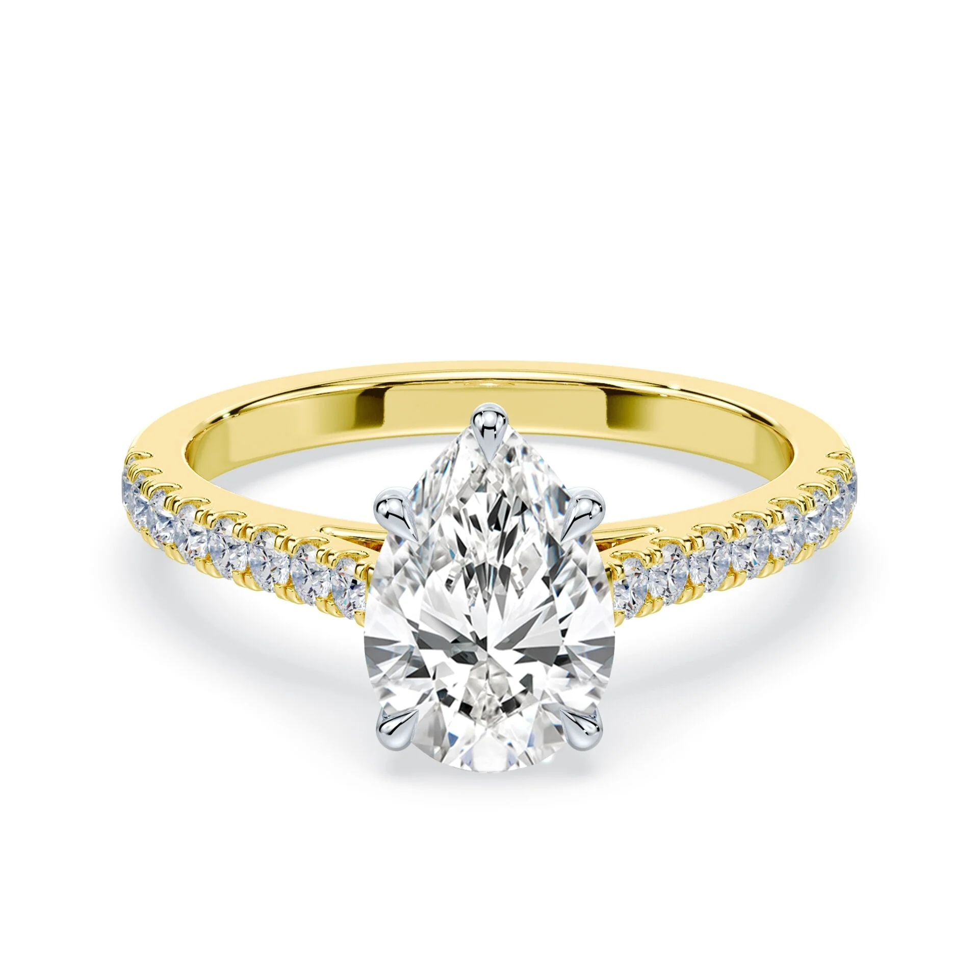Pear Cut Sleek Pave Cathedral