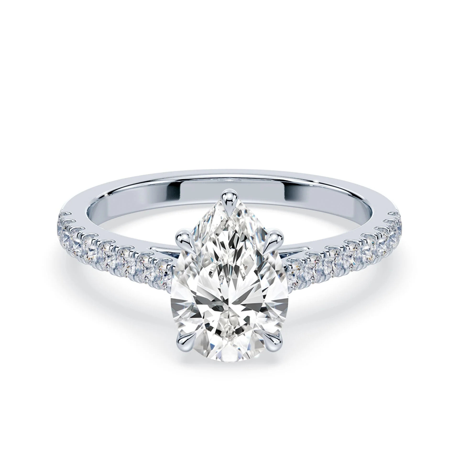 Pear Cut Sleek Pave Cathedral