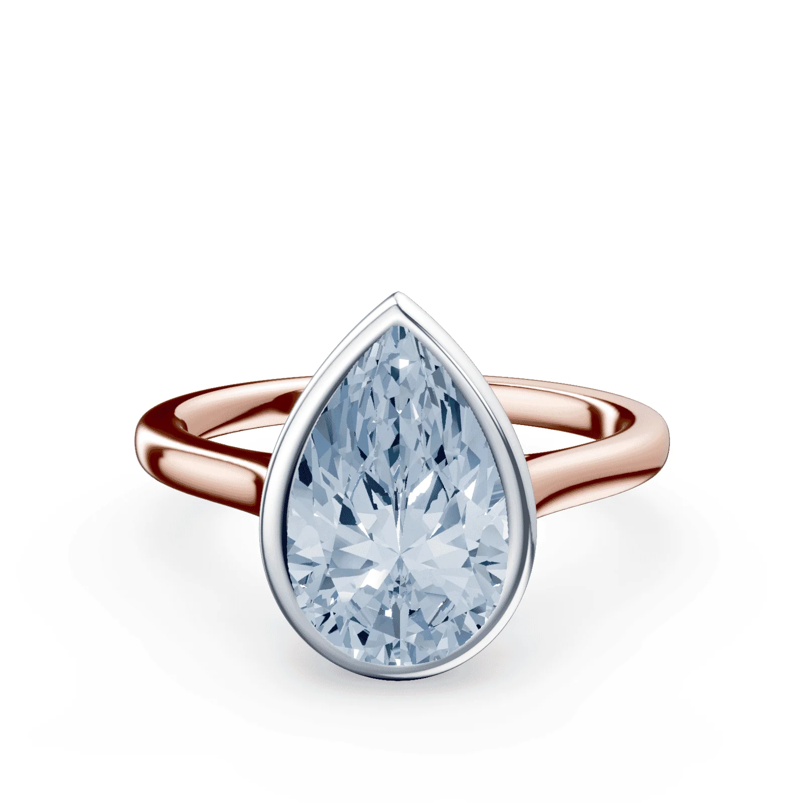 Pear Cut Cathedral Bezel Blue Diamond Ring