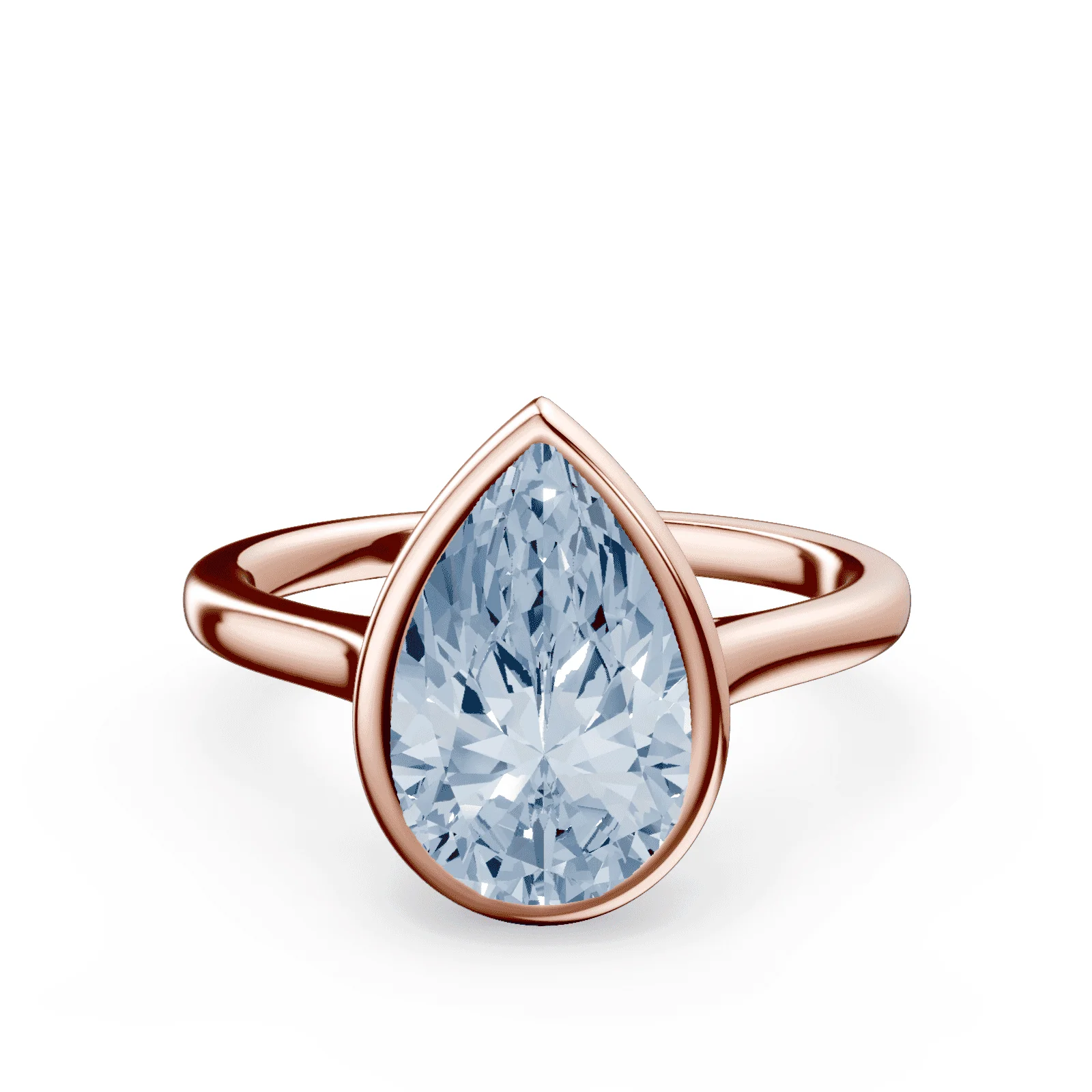Pear Cut Cathedral Bezel Blue Diamond Ring