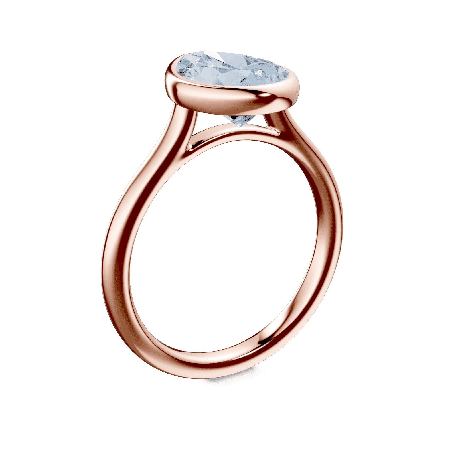 Pear Cut Cathedral Bezel Blue Diamond Ring - Image 2