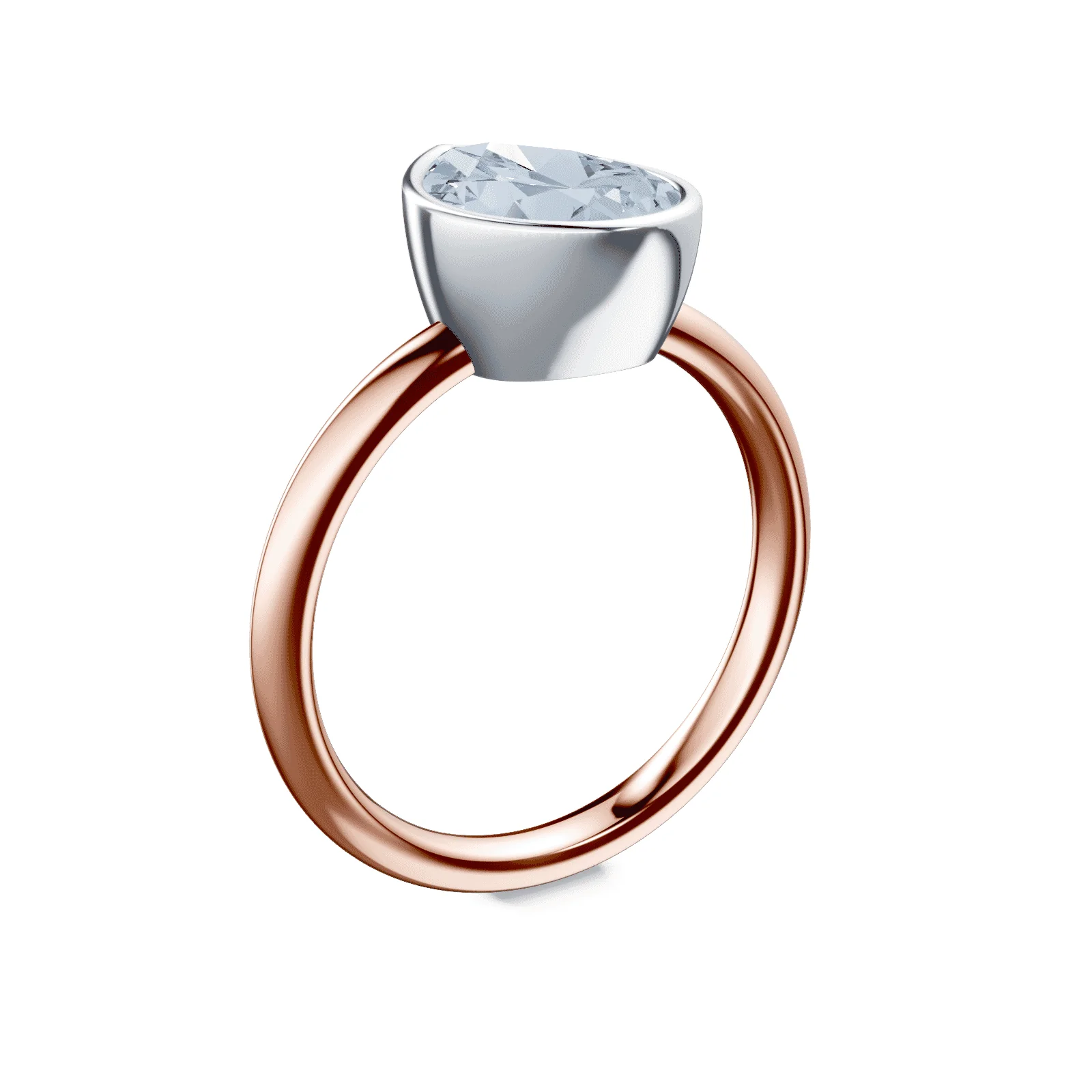 Pear Cut Bezel Blue Diamond Ring - Image 2
