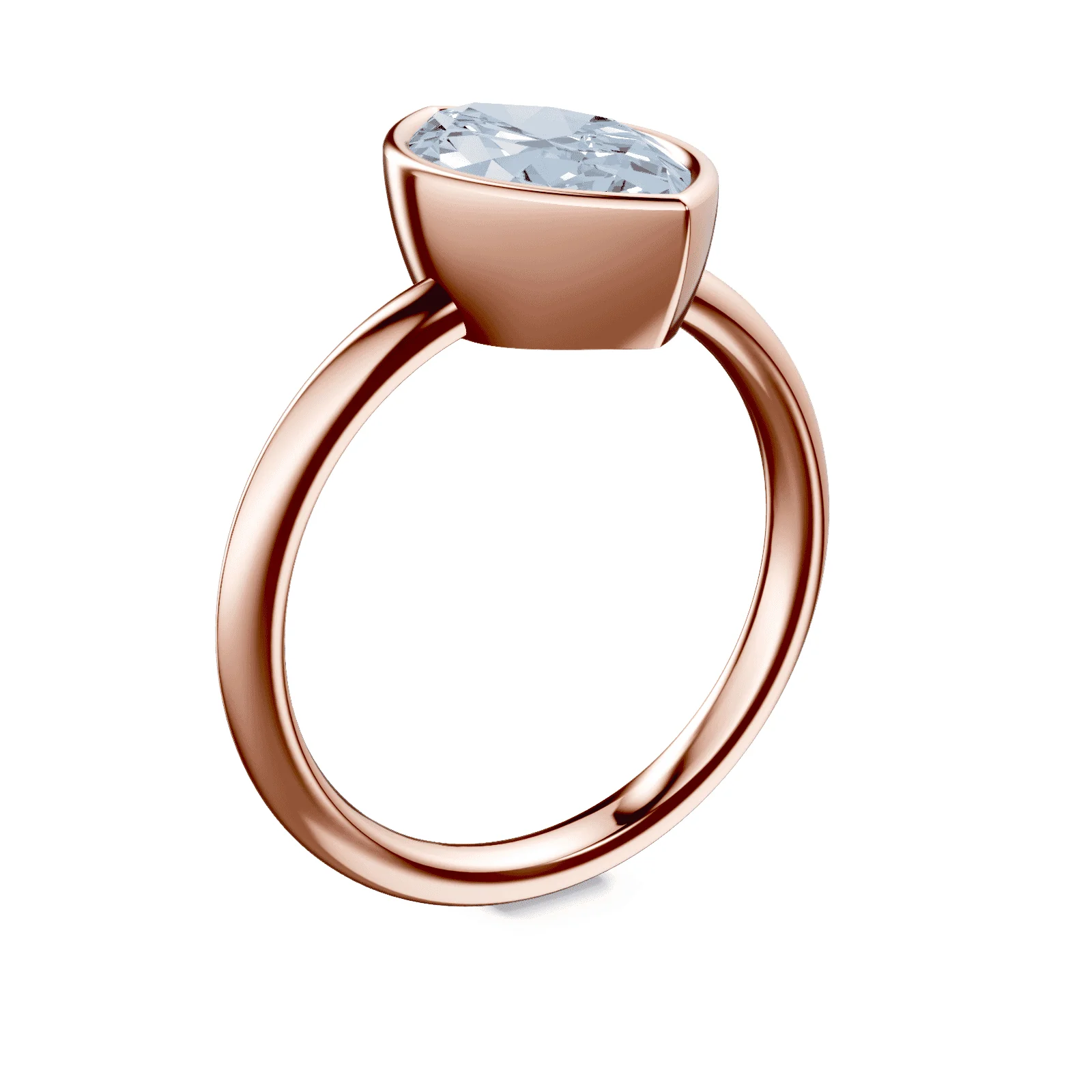 Pear Cut Bezel Blue Diamond Ring - Image 2
