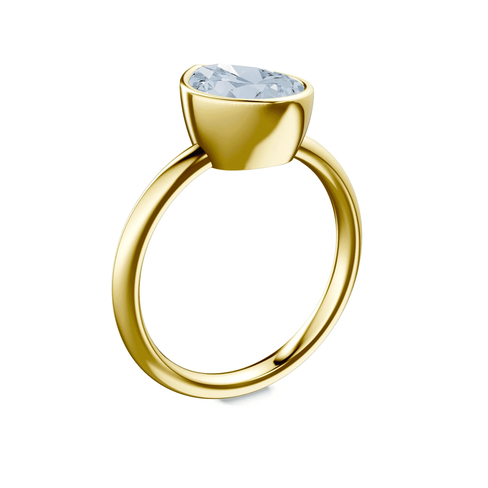 Pear Cut Bezel Blue Diamond Ring - Image 2