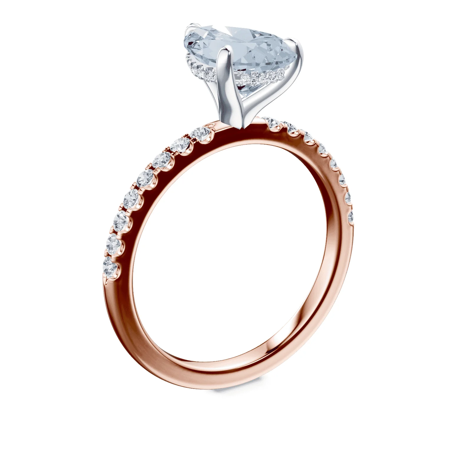 Pear Cut Blue Diamond Pave Ring - Image 2