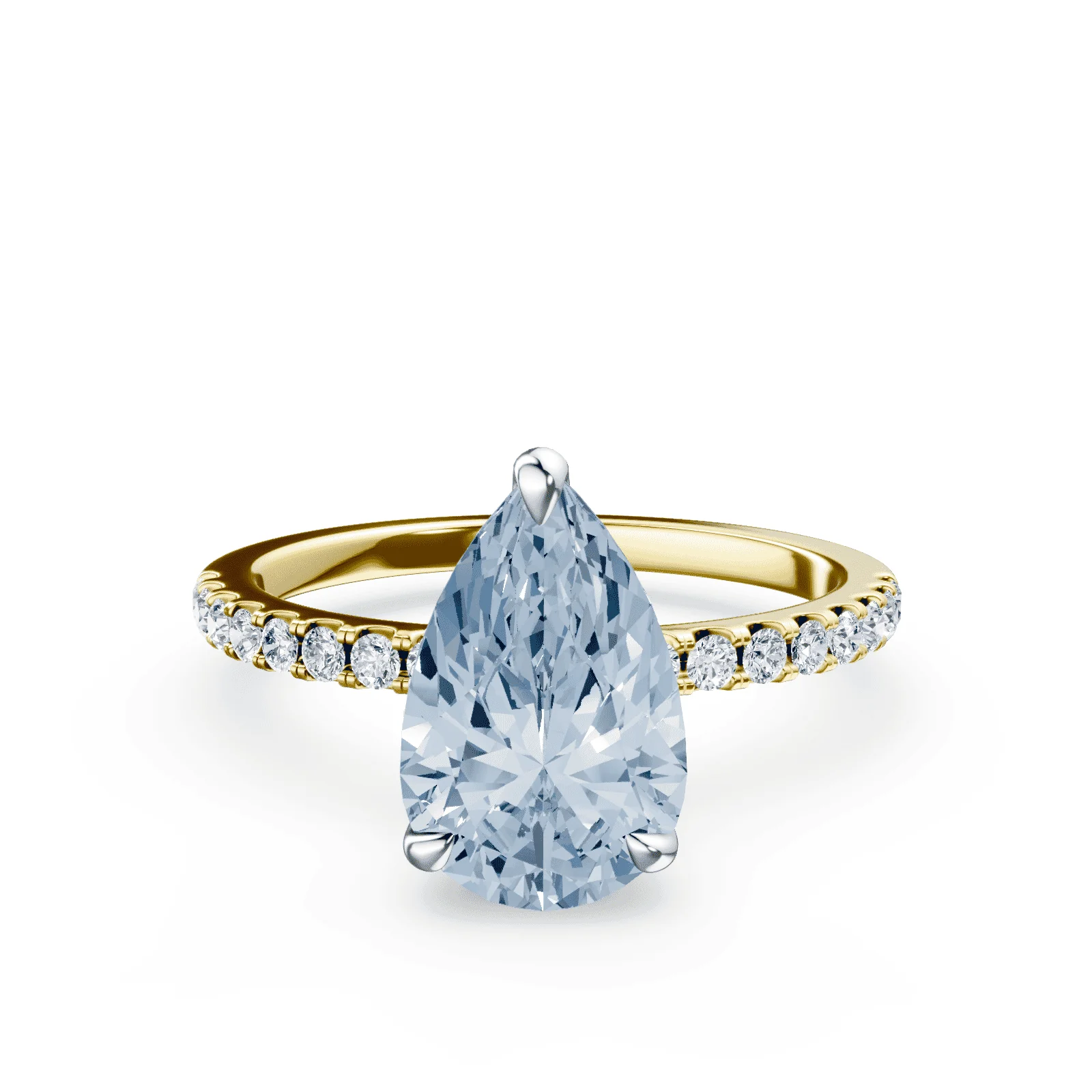 Pear Cut Blue Diamond Pave Ring
