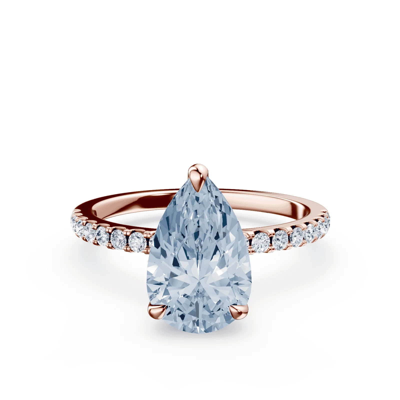 Pear Cut Blue Diamond Pave Ring