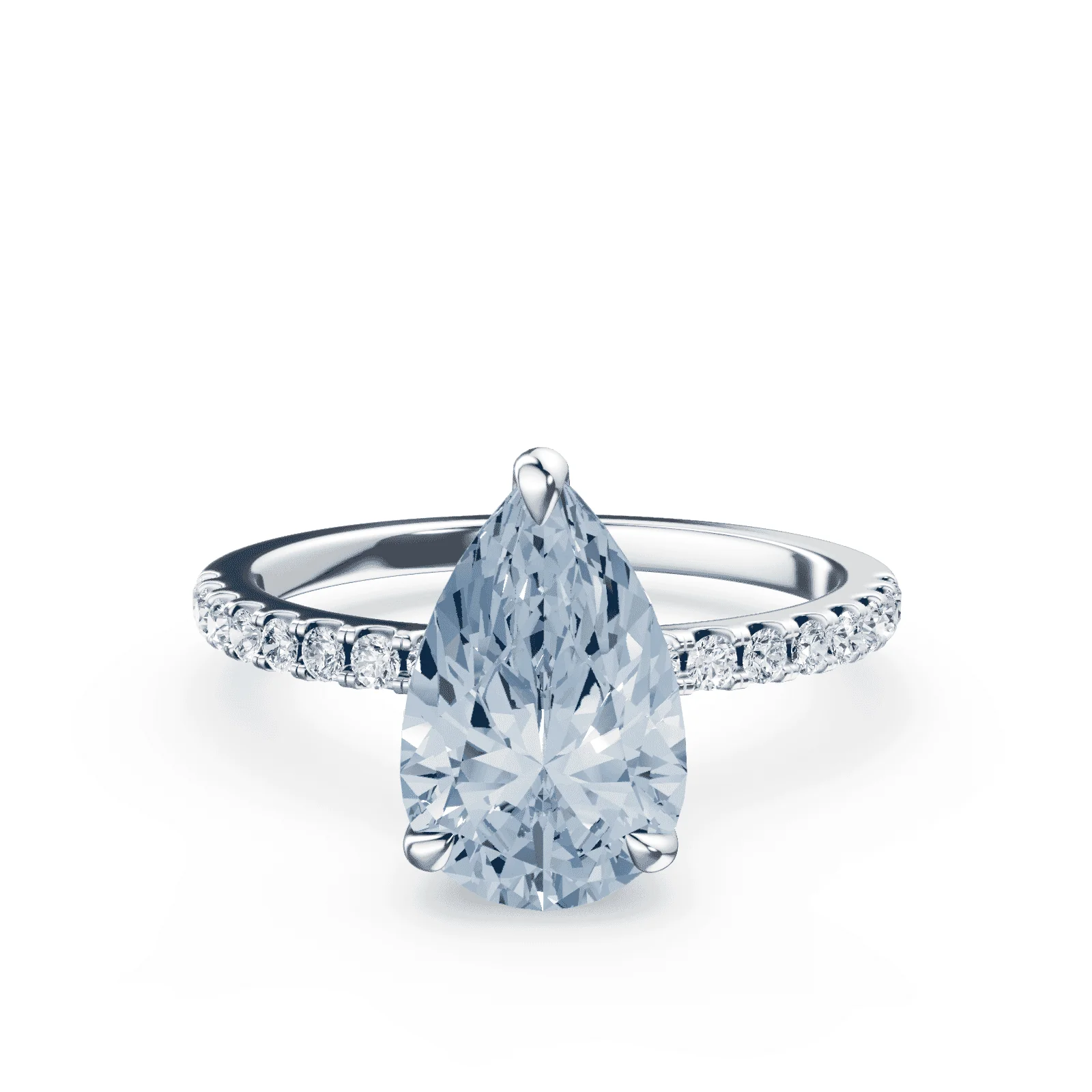 Pear Cut Blue Diamond Pave Ring