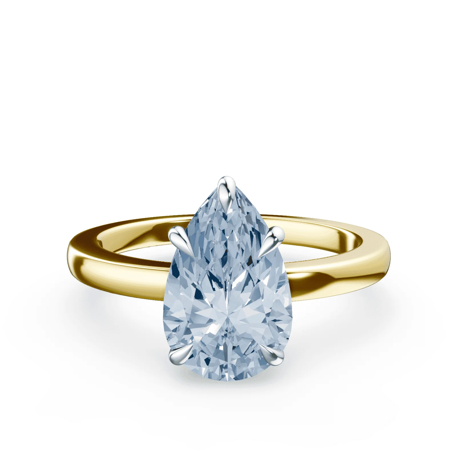 Pear Cut Low Profile Blue Diamond Ring