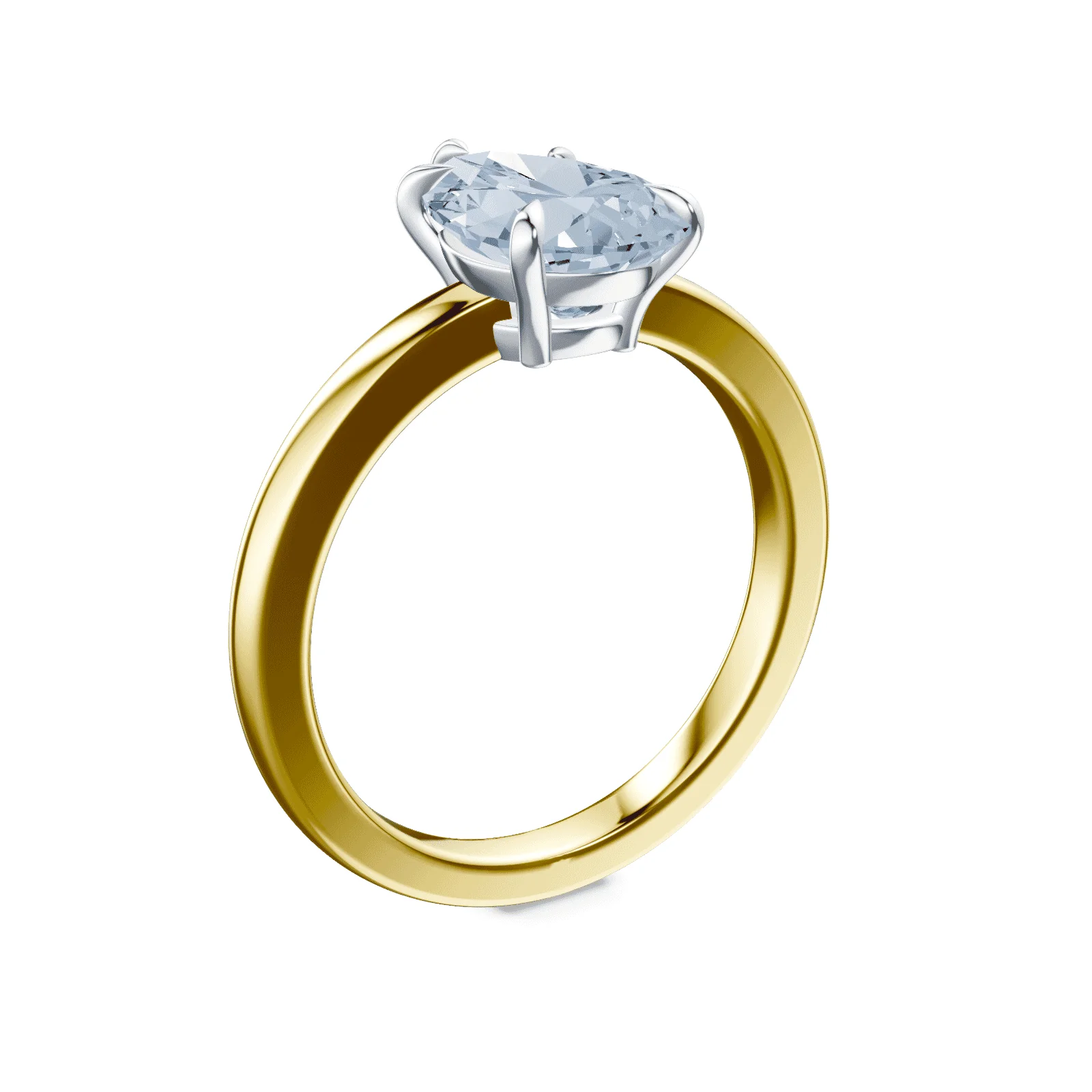 Pear Cut Low Profile Blue Diamond Ring - Image 2