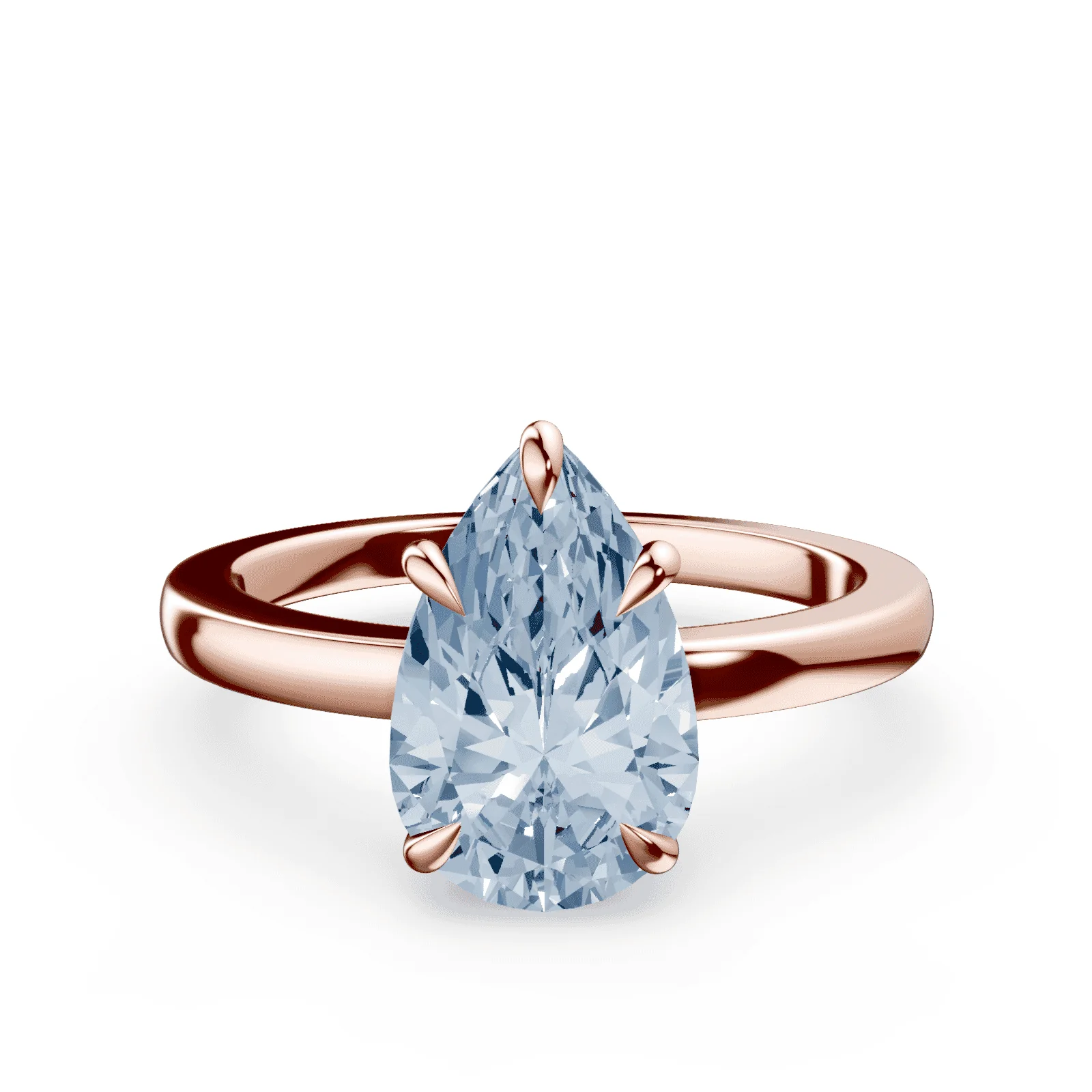 Pear Cut Low Profile Blue Diamond Ring