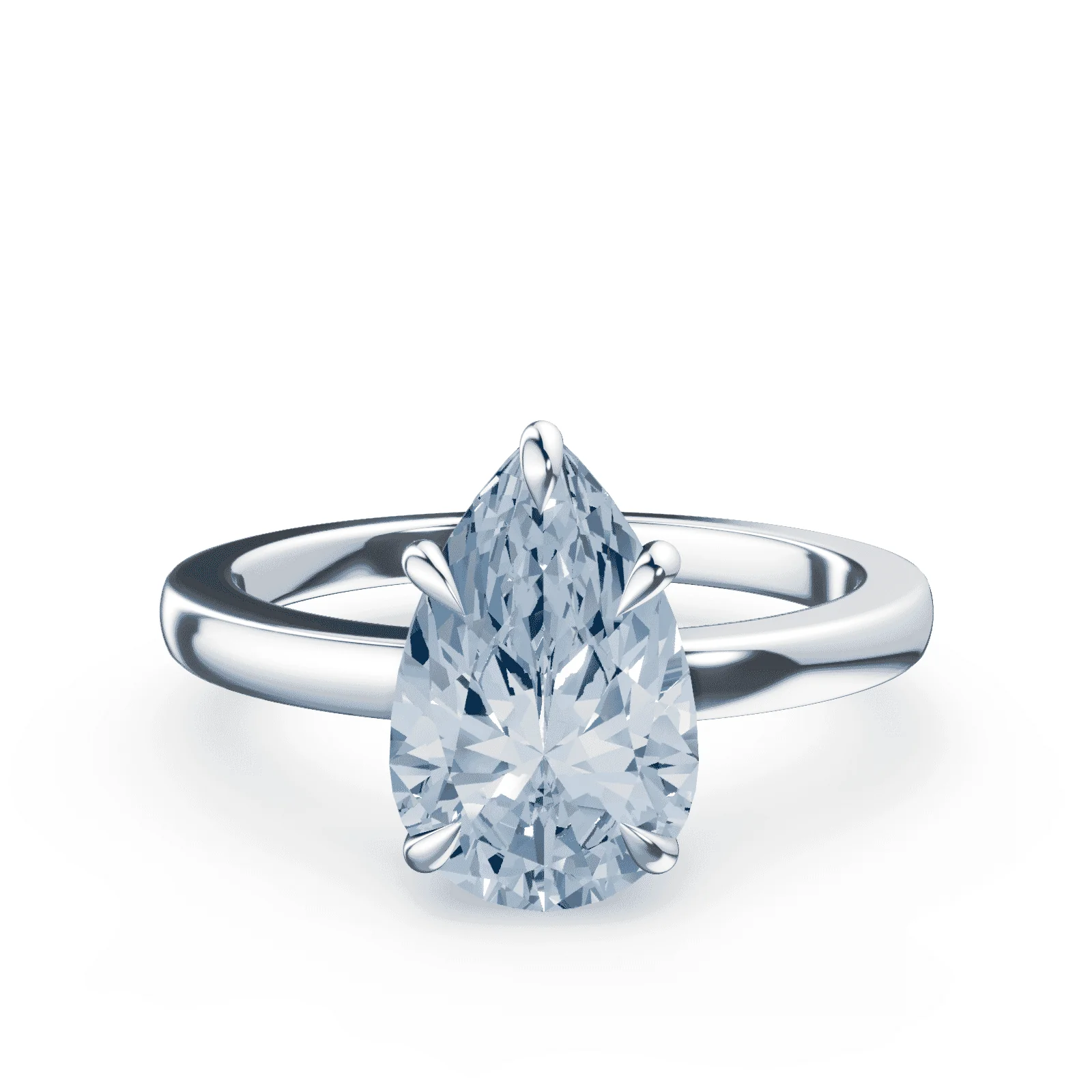 Pear Cut Low Profile Blue Diamond Ring