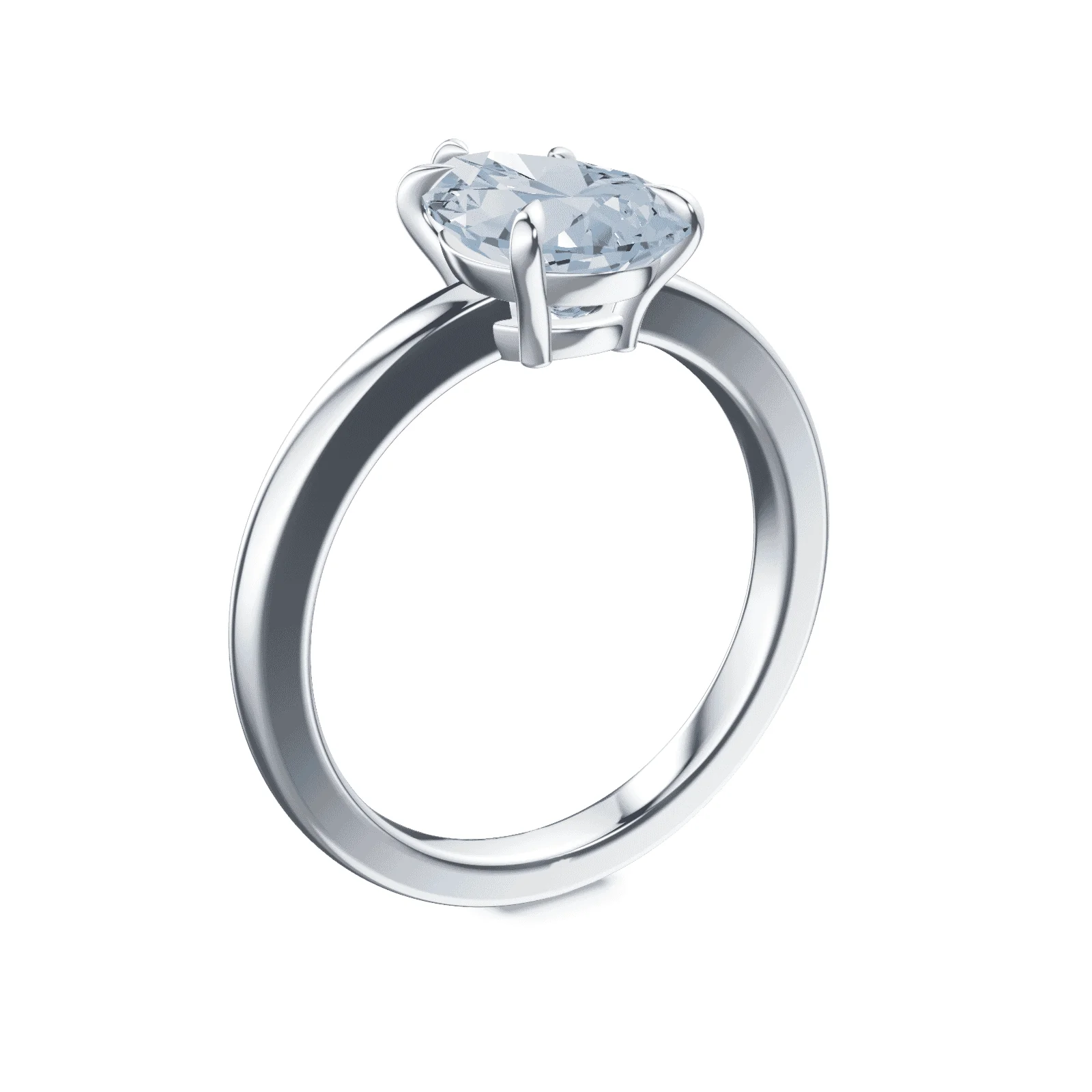 Pear Cut Low Profile Blue Diamond Ring - Image 2