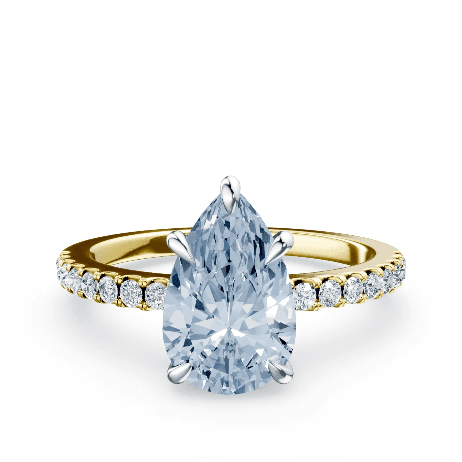 Pear Cut Low Profile Blue Pave Ring