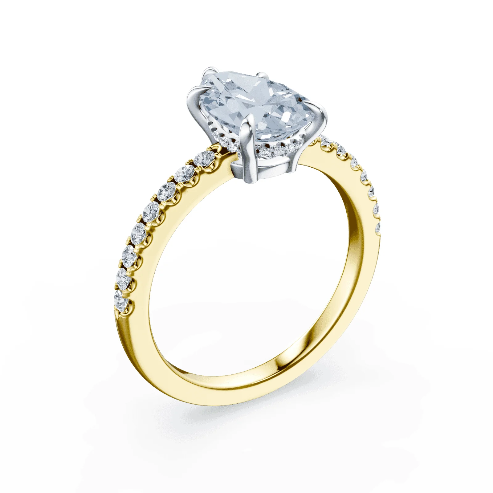 Pear Cut Low Profile Blue Pave Ring - Image 2