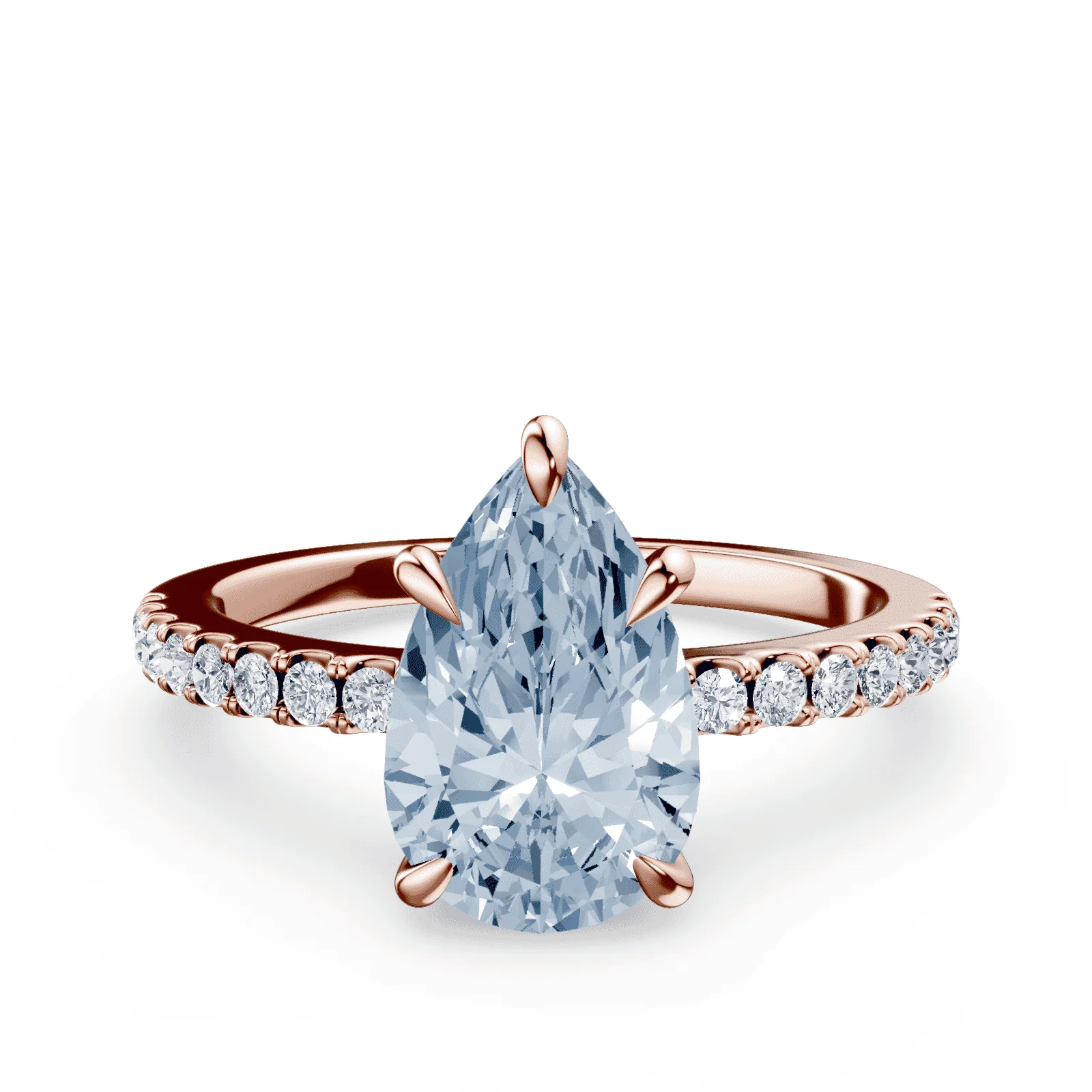 Pear Cut Low Profile Blue Pave Ring