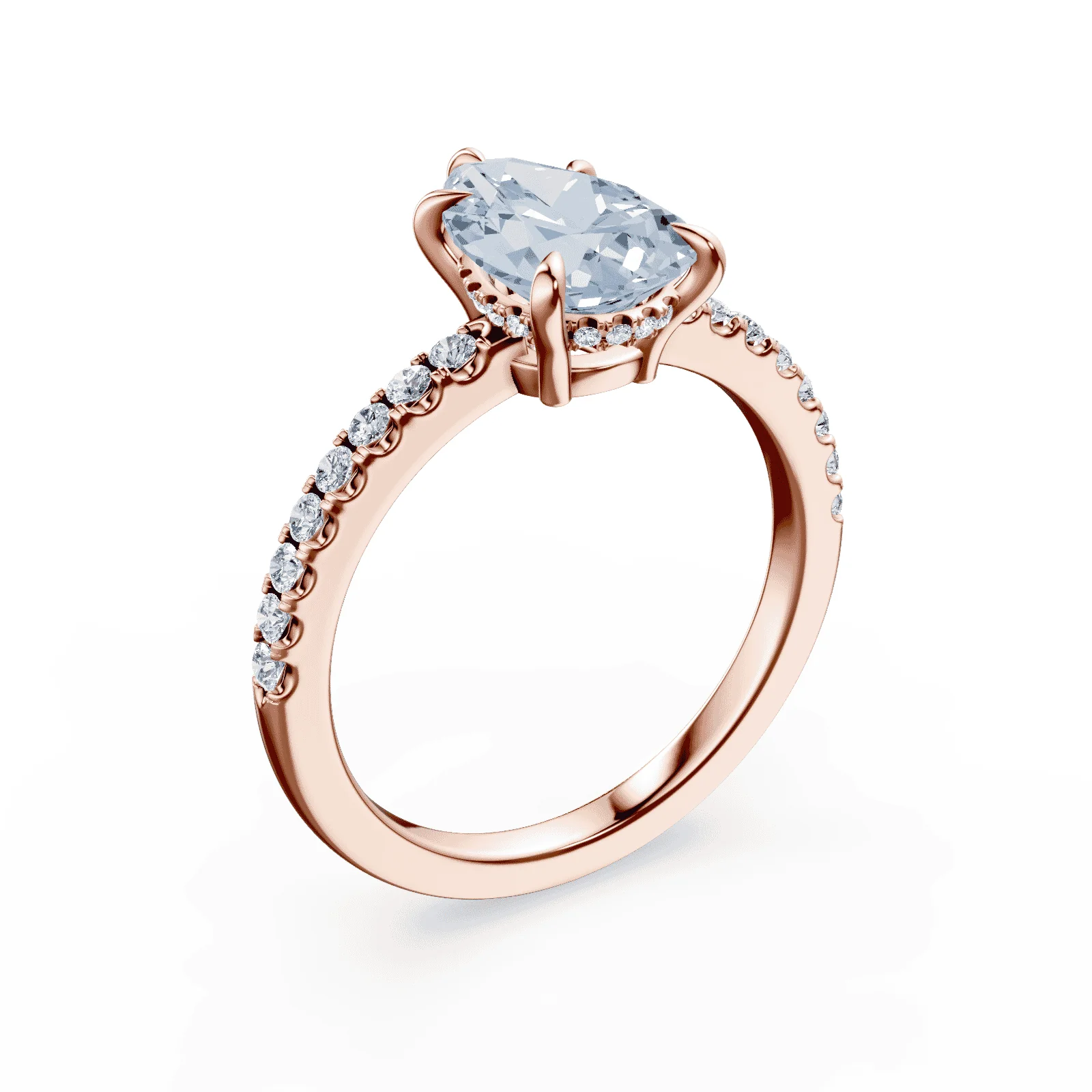 Pear Cut Low Profile Blue Pave Ring - Image 2