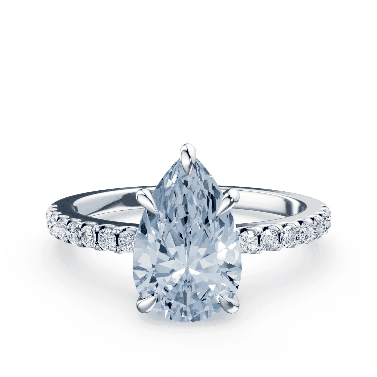 Pear Cut Low Profile Blue Pave Ring