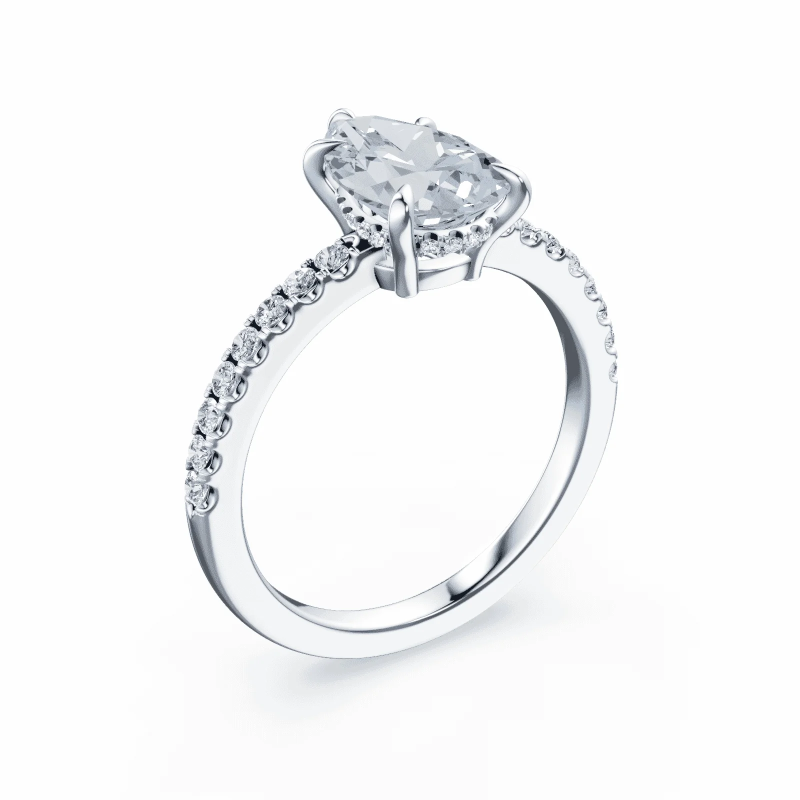 Pear Cut Low Profile Blue Pave Ring - Image 2
