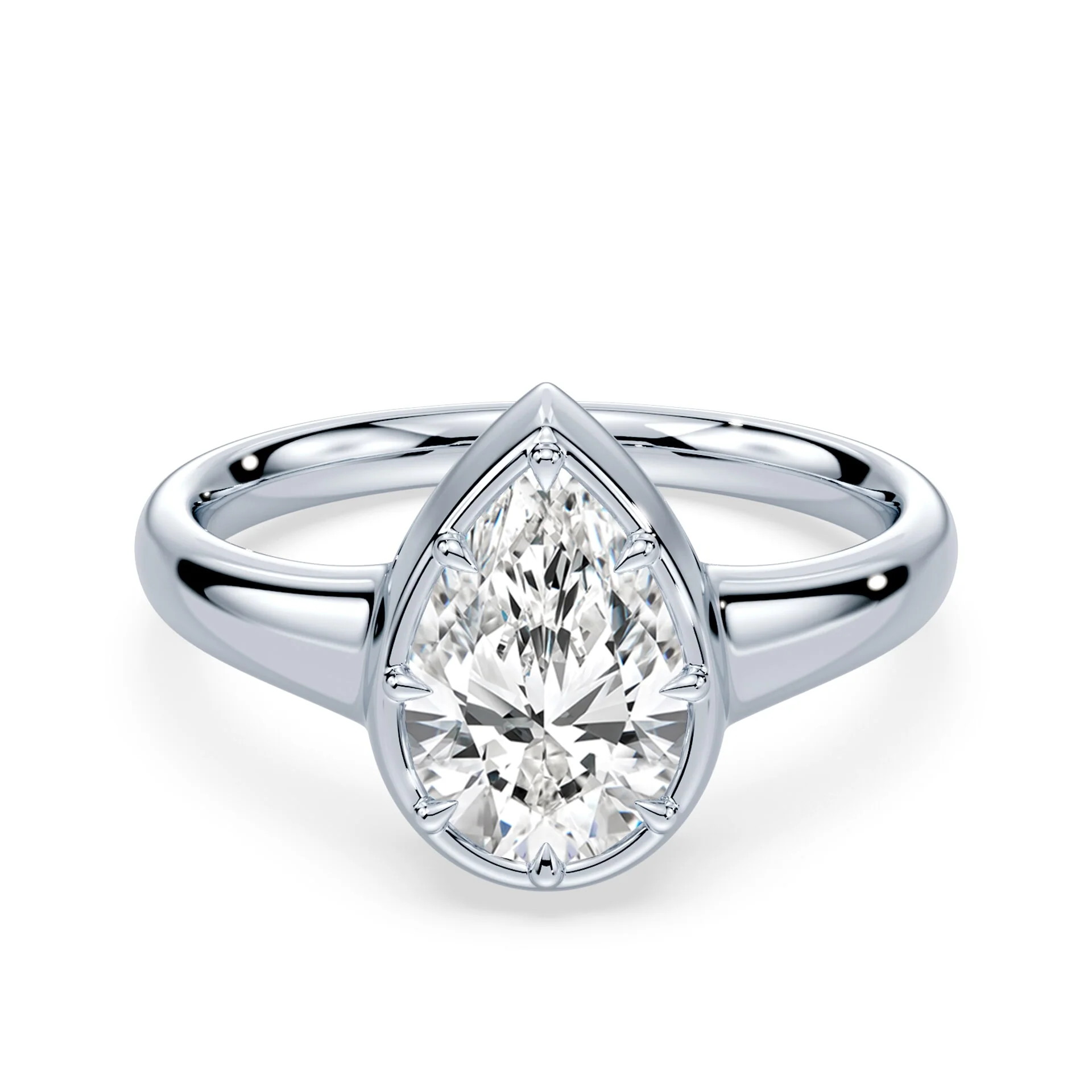 Pear Cut Button Back Ring