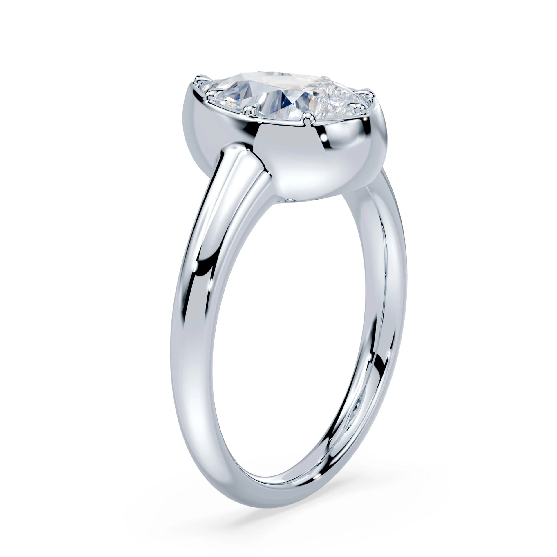Pear Cut Button Back Ring - Image 2