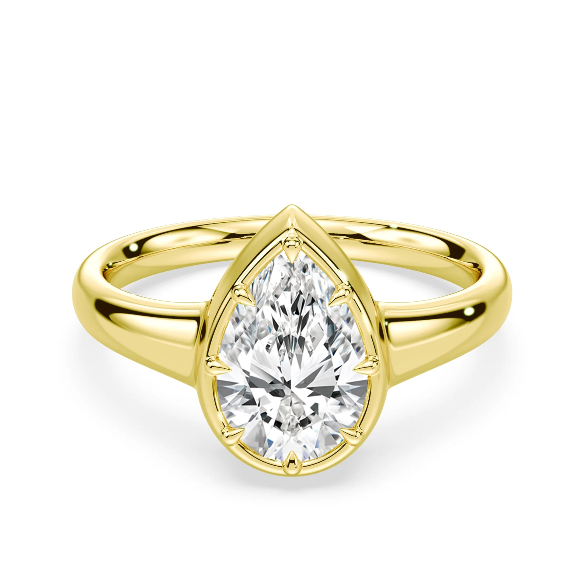 Pear Cut Button Back Ring