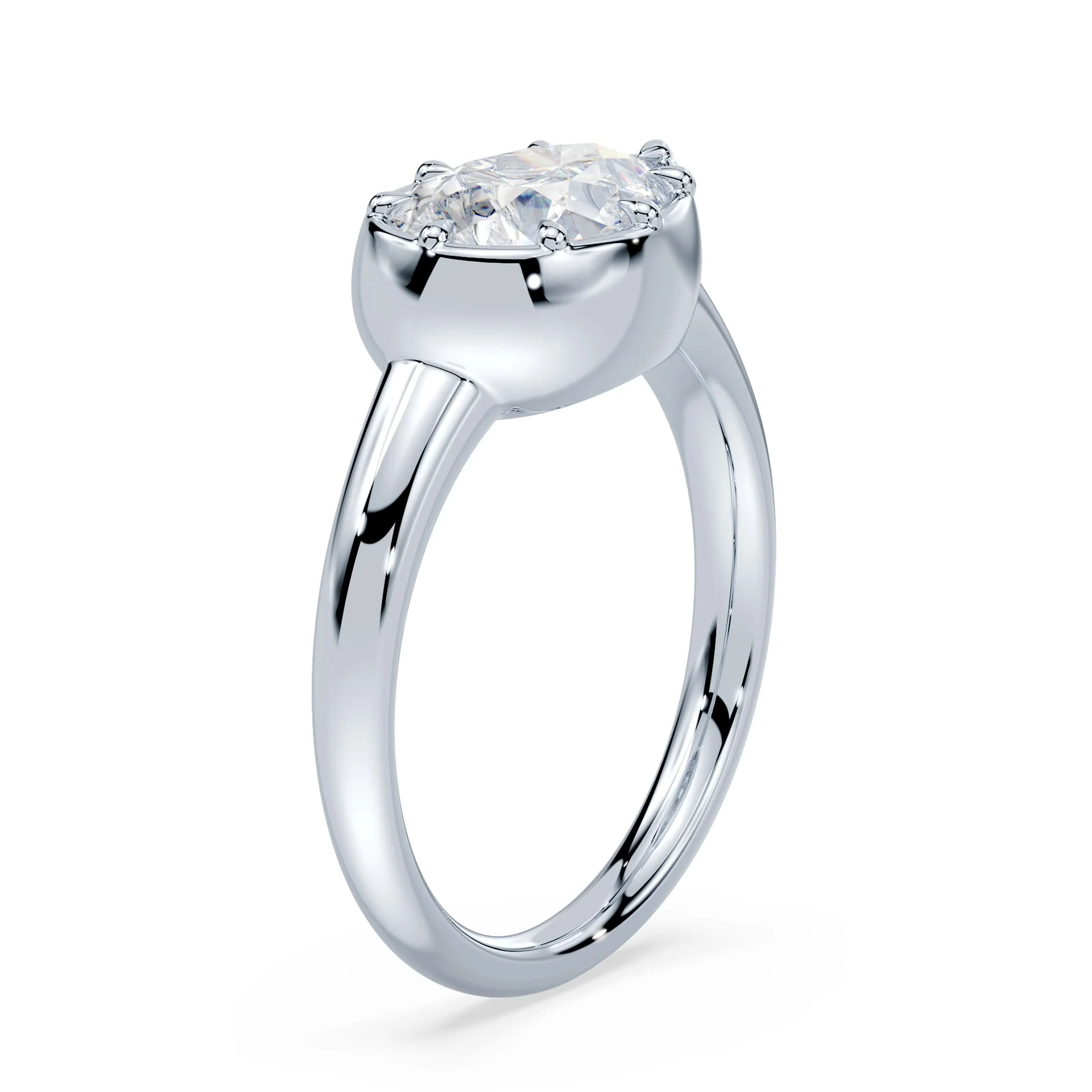 Pear Cut East-West Button Back Ring - Image 2