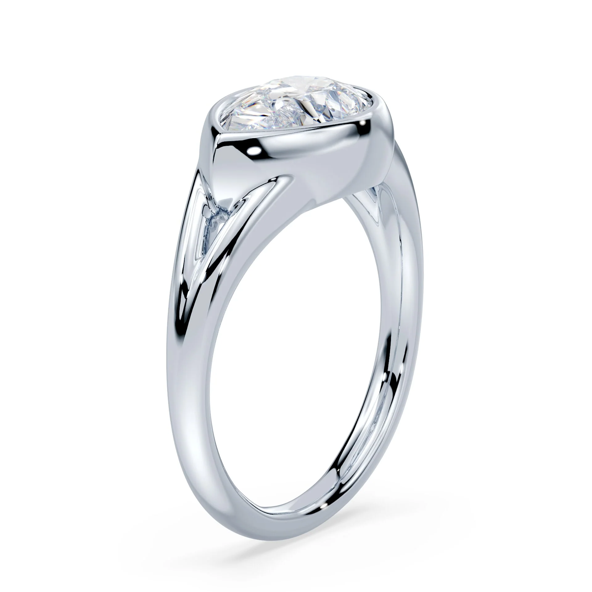 Pear Cut East-West Split Shank Bezel Ring - Image 2
