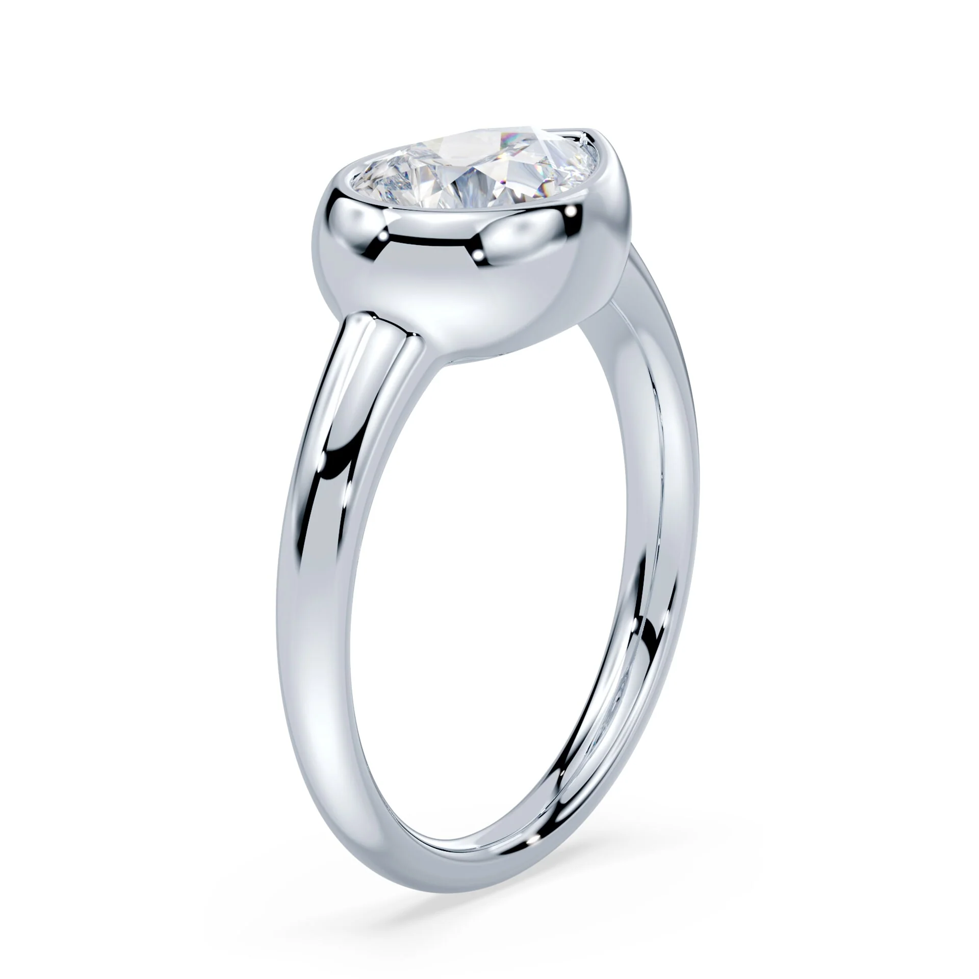 Pear Cut East-West Wide Bezel Ring - Image 2