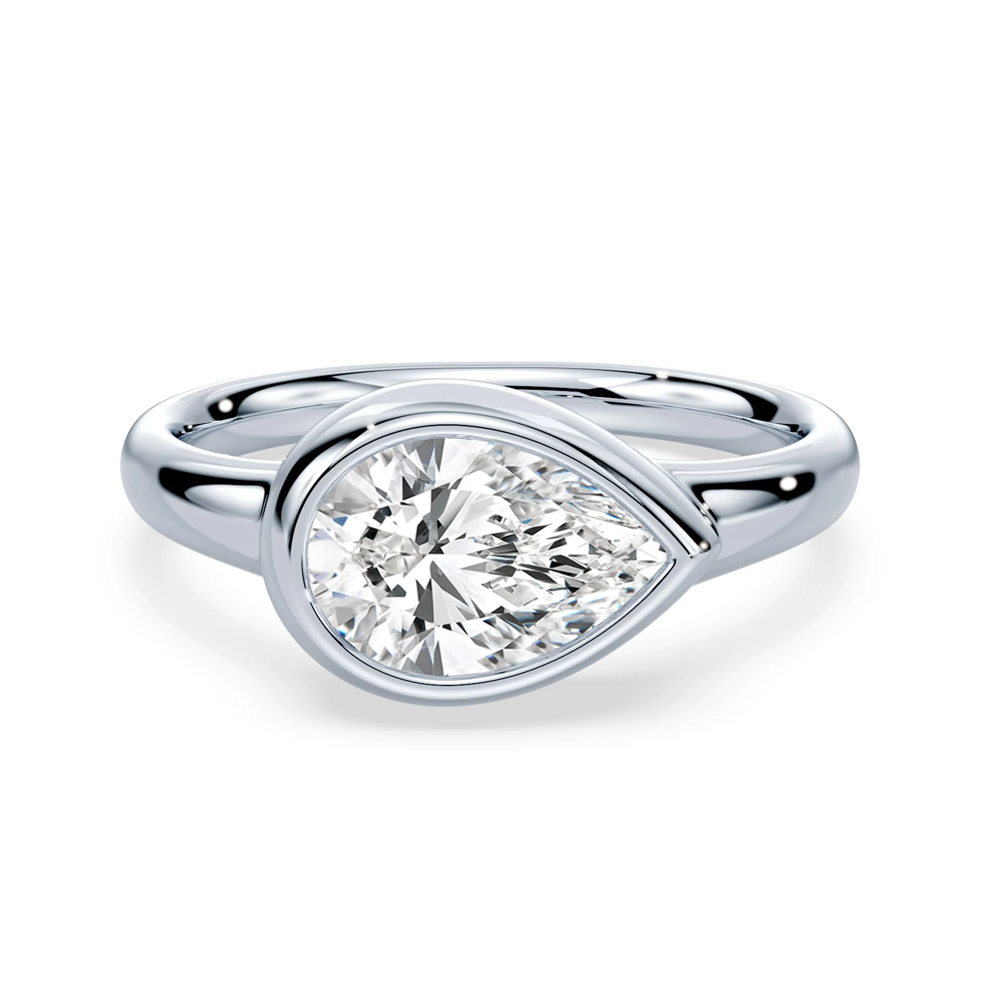 Pear Cut East-West Wide Bezel Ring